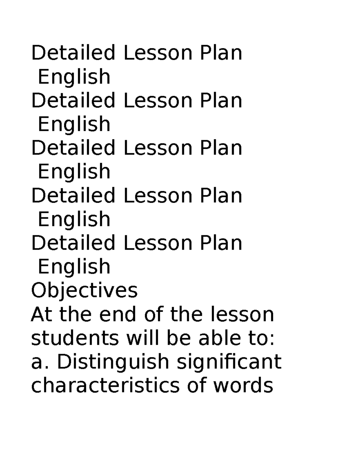 Detailed Lesson Plan on Homonyms for Grade 3 - English Subject - Studocu