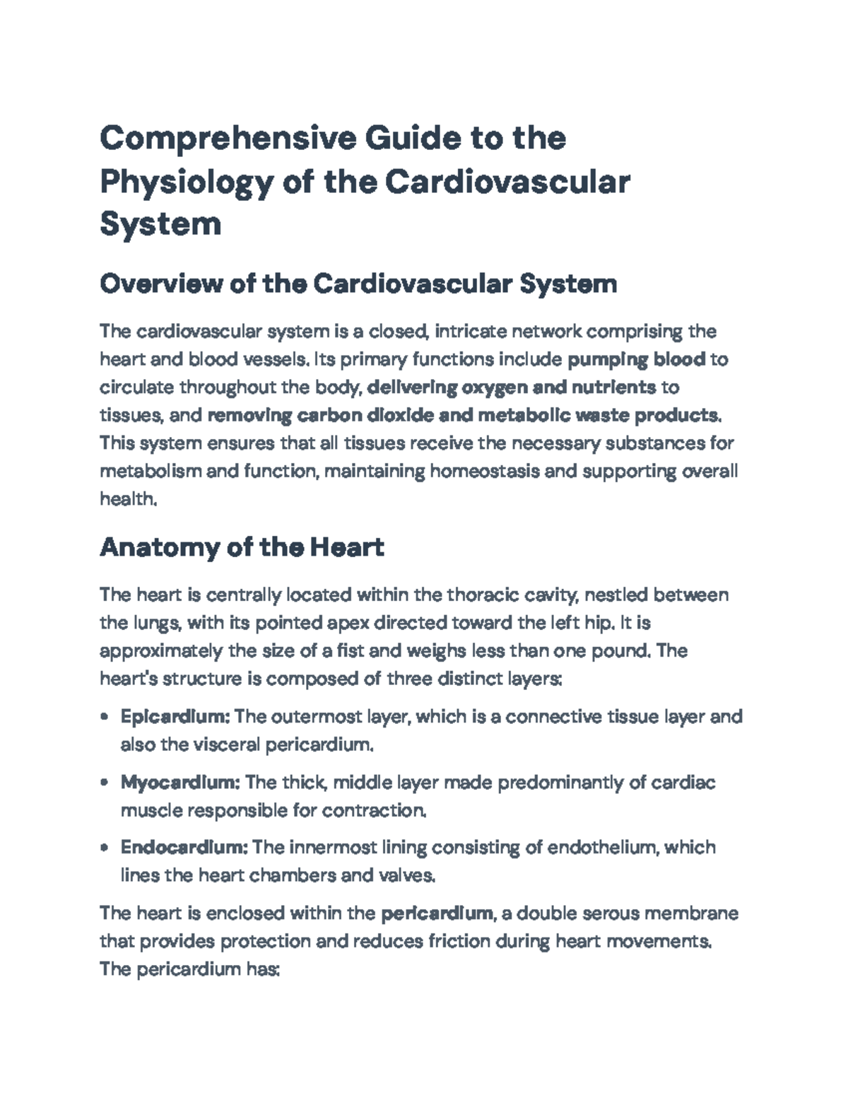 Comprehensive Study of the Cardiac Cycle Phases (BIO 101) - Studocu