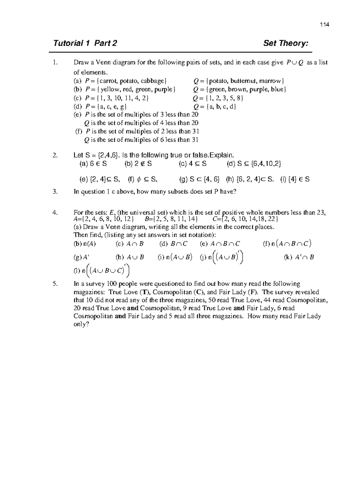 Tutorial 114: Set Theory - Venn Diagrams & Survey Analysis - Studocu