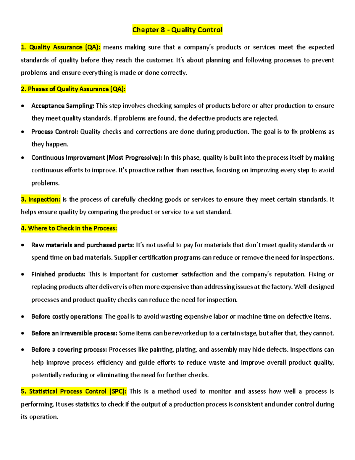 Chapter 10 - Quality Control: Ensuring Quality Standards and Processes ...