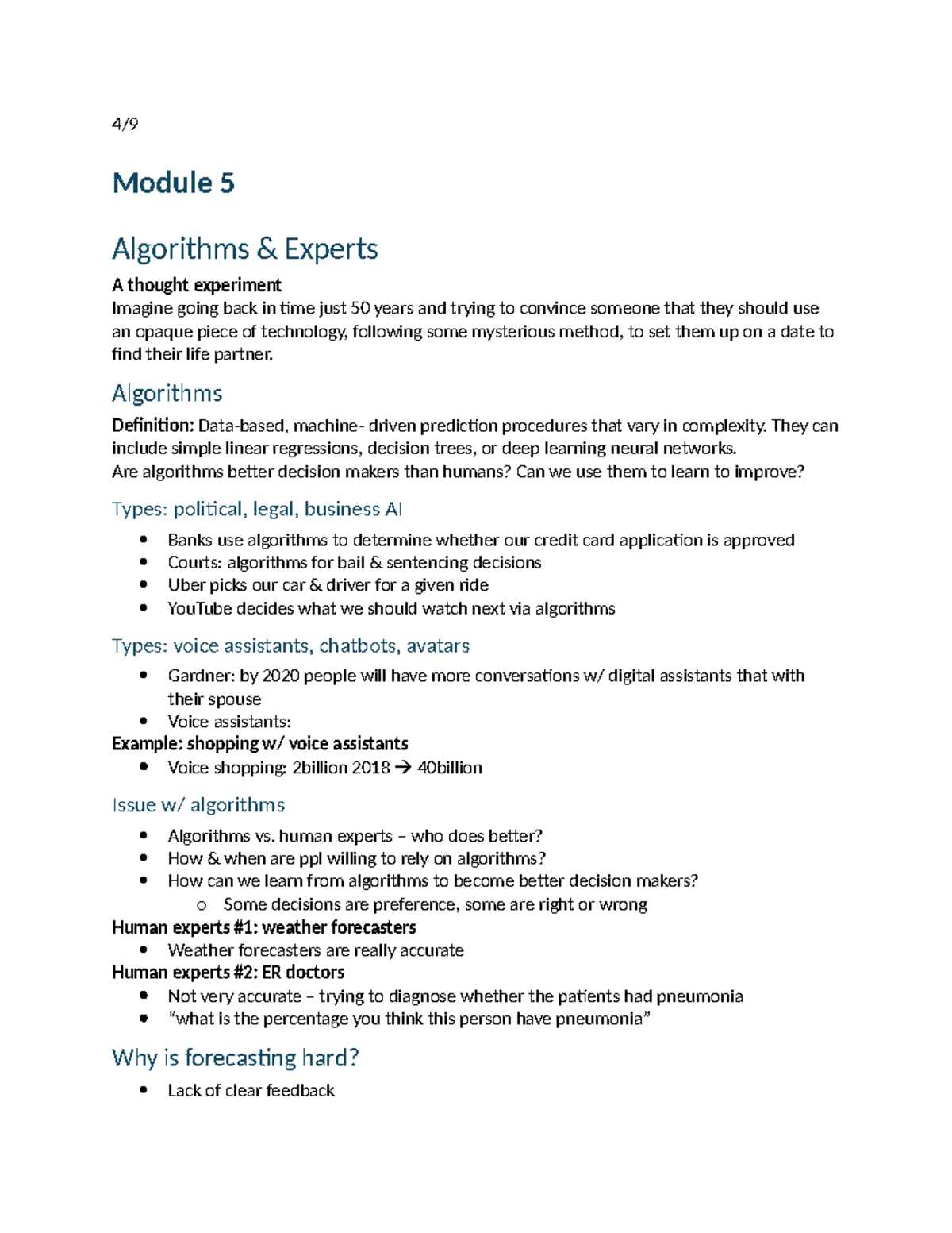 Module 5: Algorithms and Decision Making - Prelim 3 Class Notes - Studocu