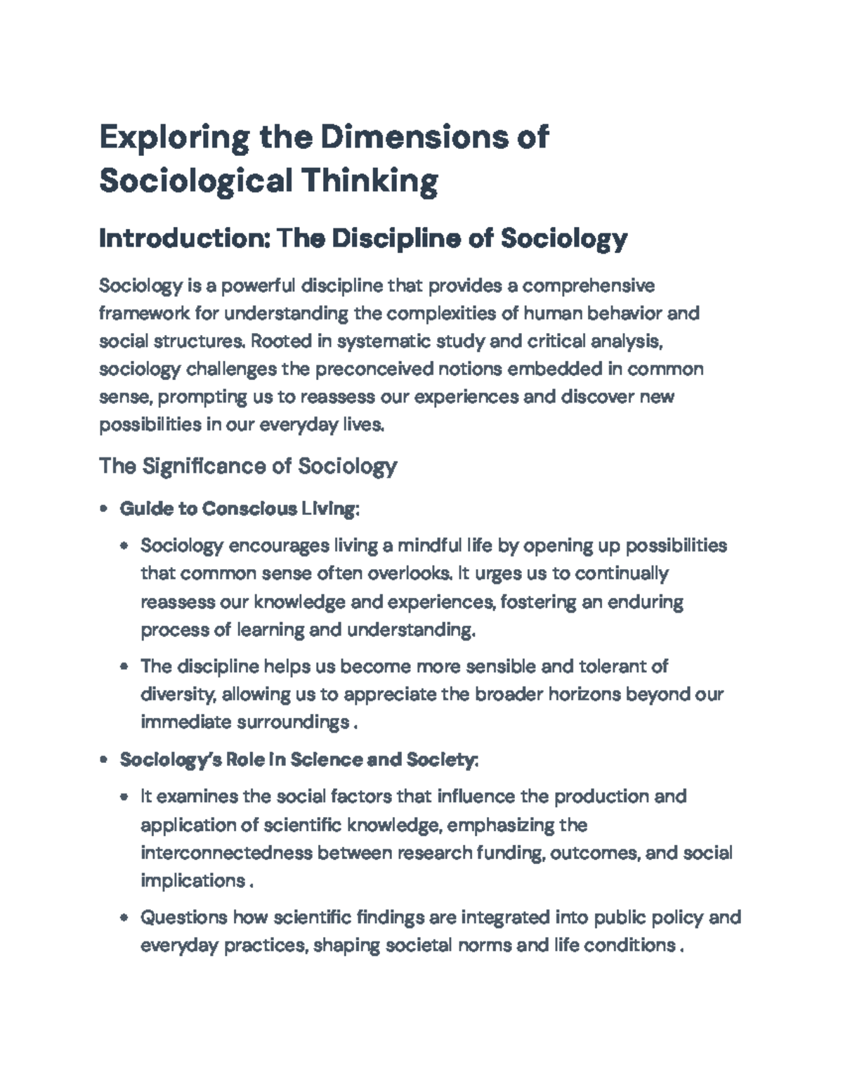 Understanding Sociological Thinking: Insights from Sociology (Course ...