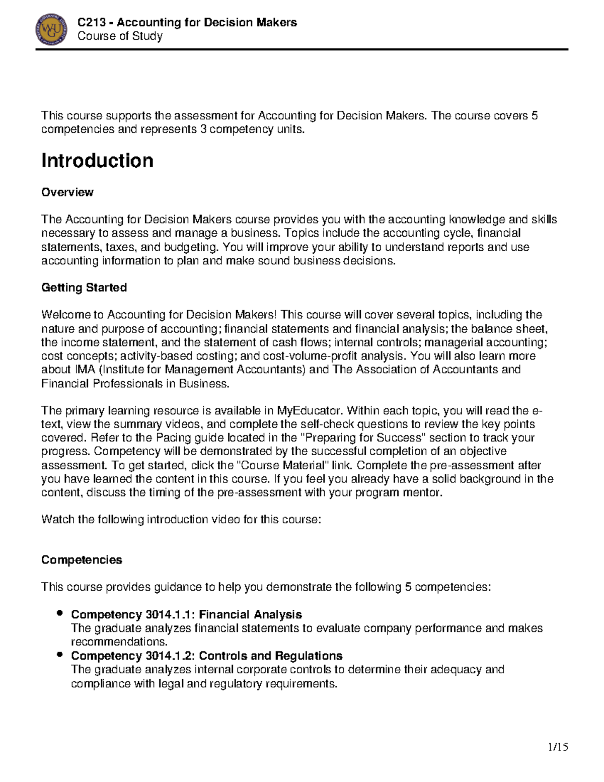 C213 - Comprehensive Guide to Accounting for Decision Makers - Studocu
