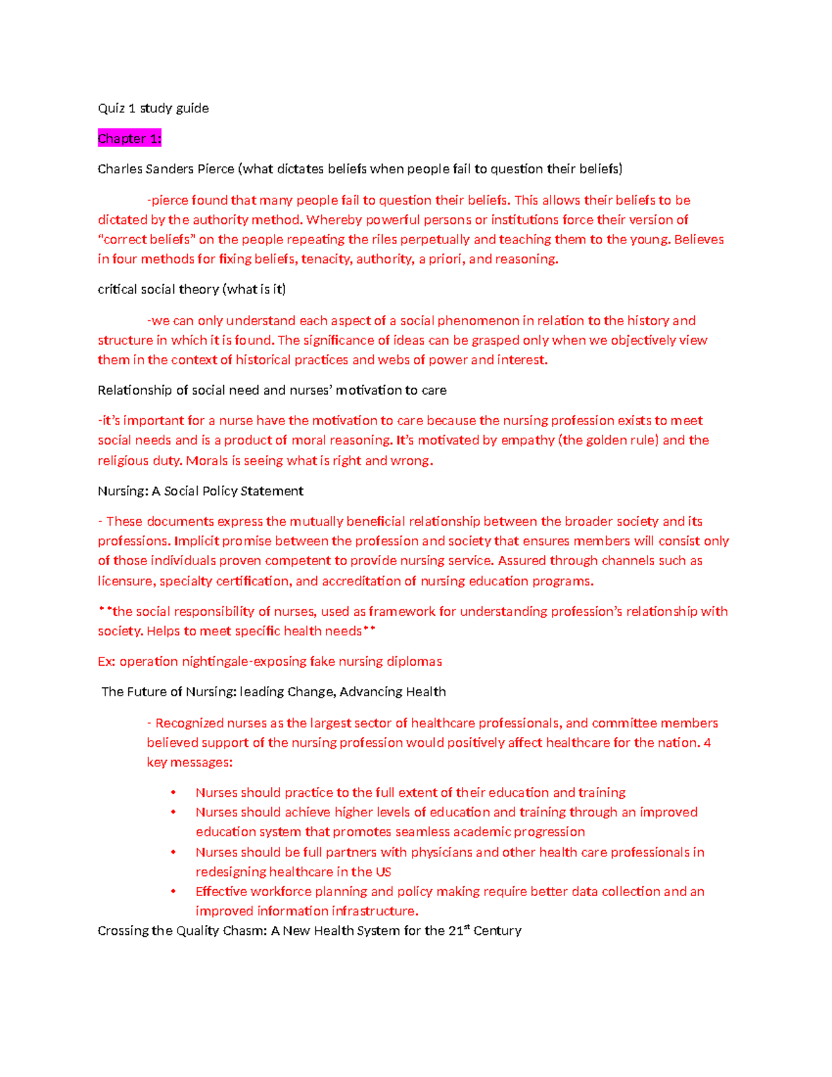 Quiz 1 study guide 4826 Summer 24 - Quiz 1 study guide Chapter 1 ...