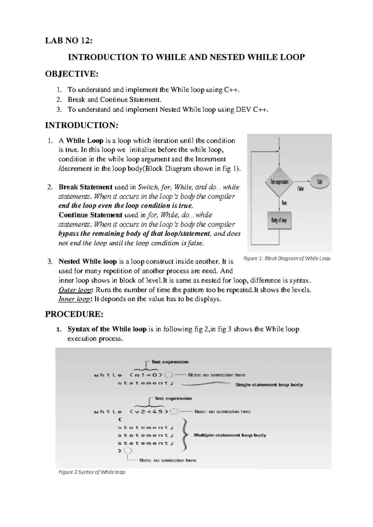 LAB 12: Understanding While & Nested While Loops in C++ Programming ...