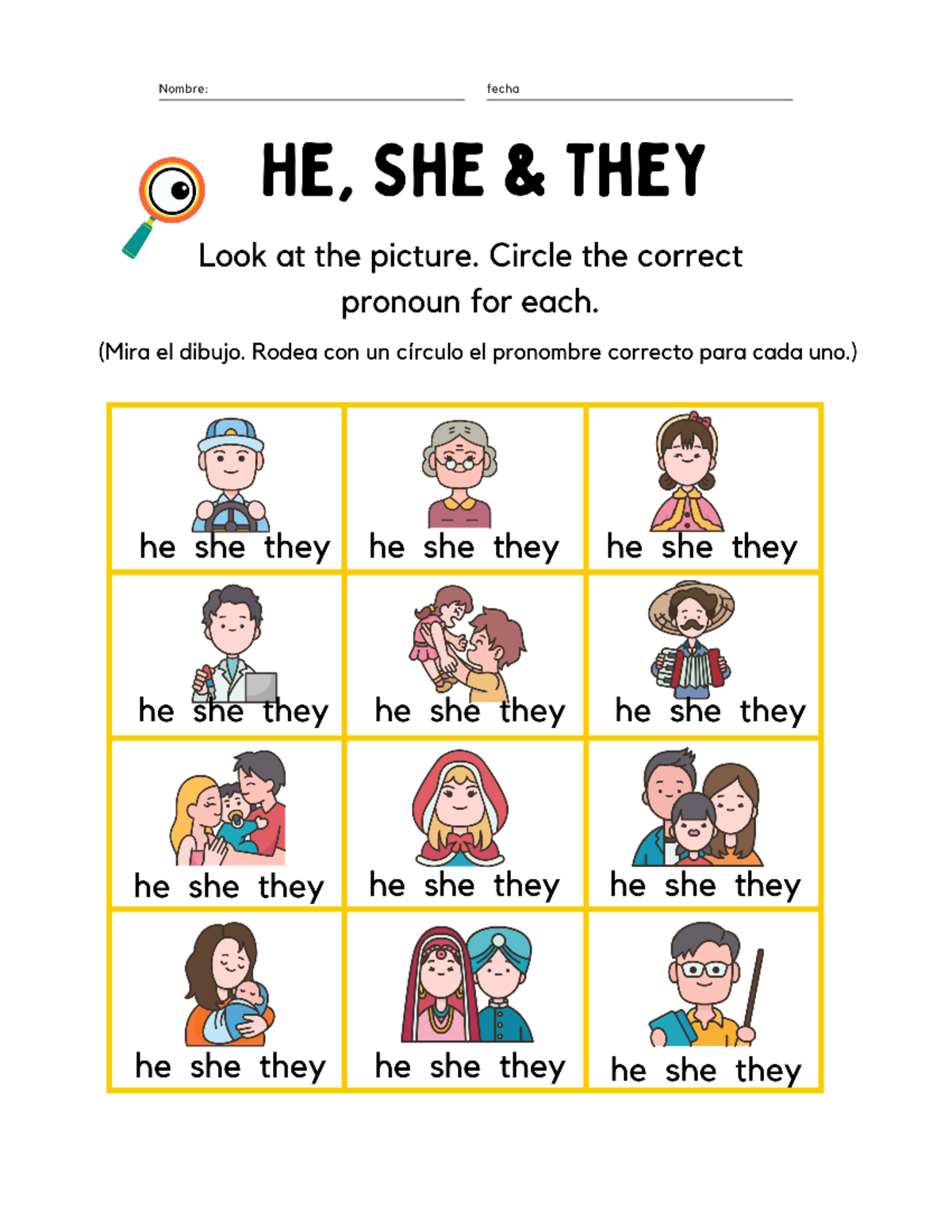 Pronombres Personales - HE, SHE, THEY Worksheet (ES) - Studocu