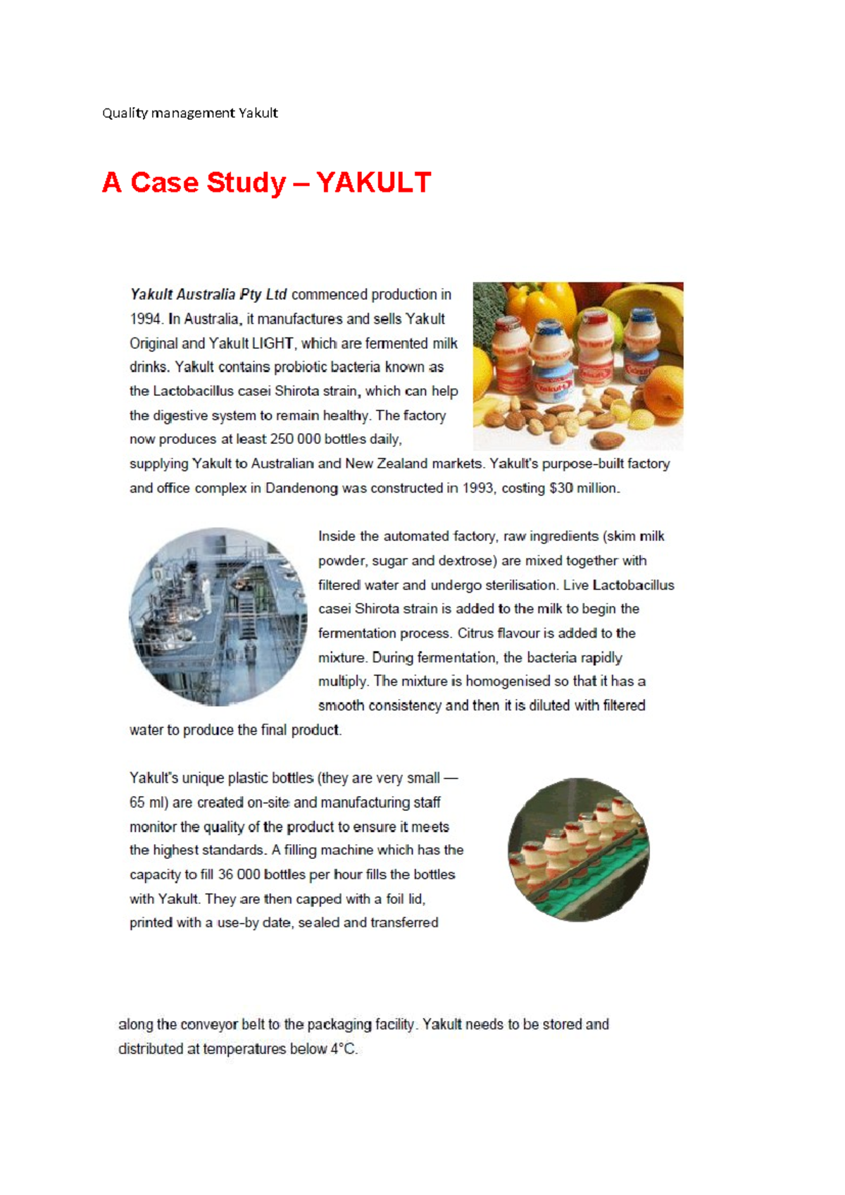 Quality Management Case Study: Yakult Insights & Strategies - Studocu