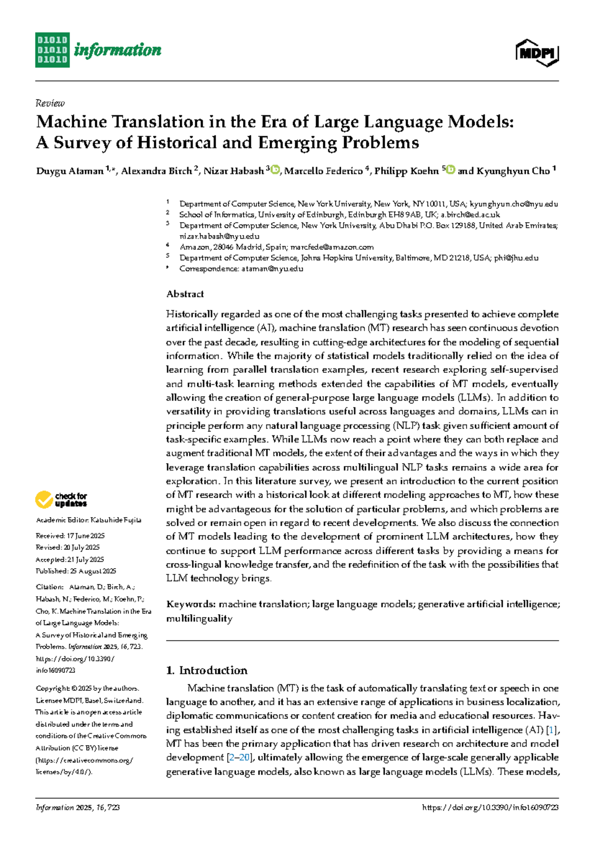 Machine Translation in the Era of LLMs: Historical and Emerging ...