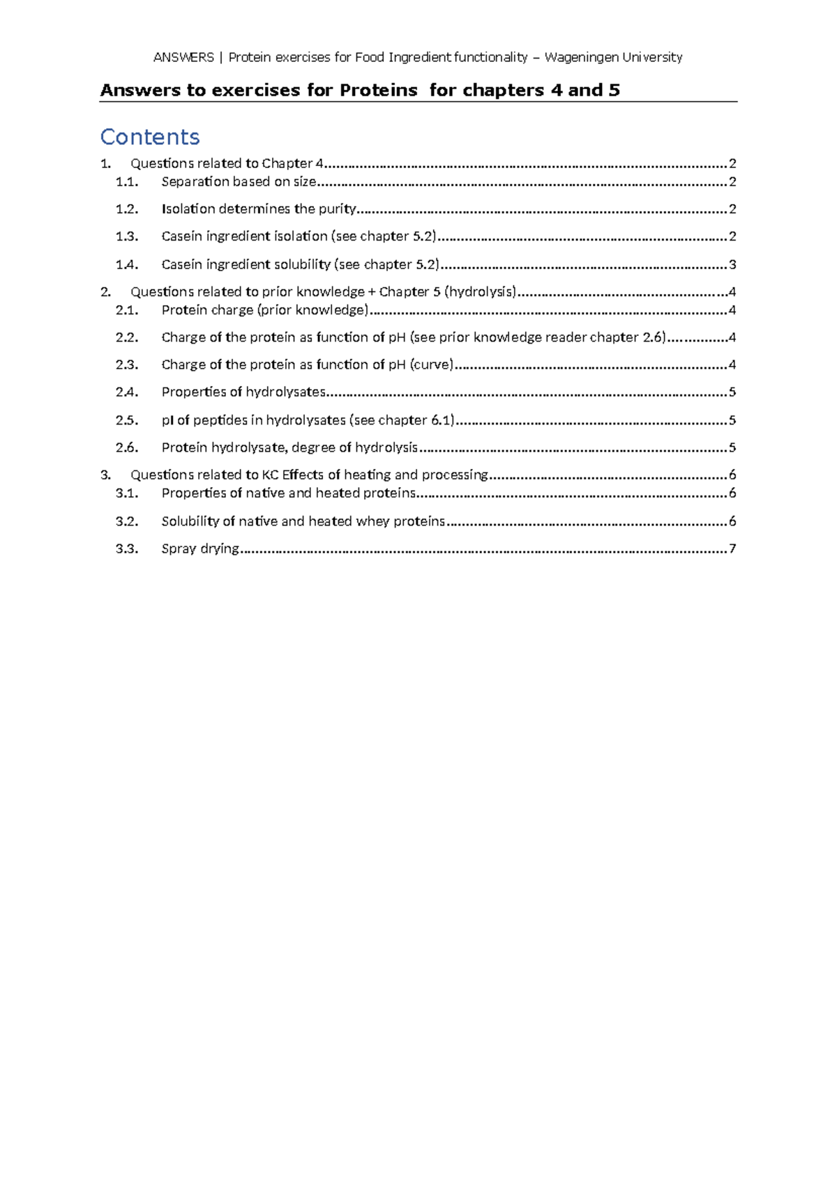 FCH30306 Tutorial 1: Protein Exercise Answers for Chapters 4 & 5 ...