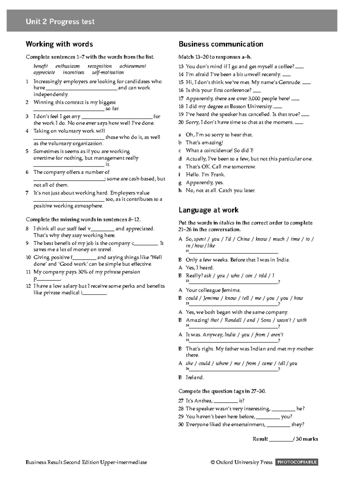 553207181 BR Upper Inter Unit 2 Progress Test Notes - Studocu