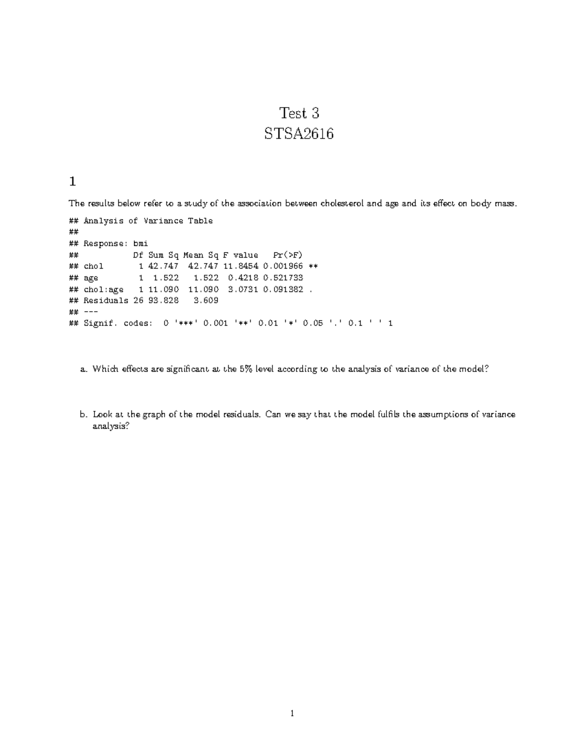 Tutorial 7 Analysis of Variance Results - STSA2616 - Studocu
