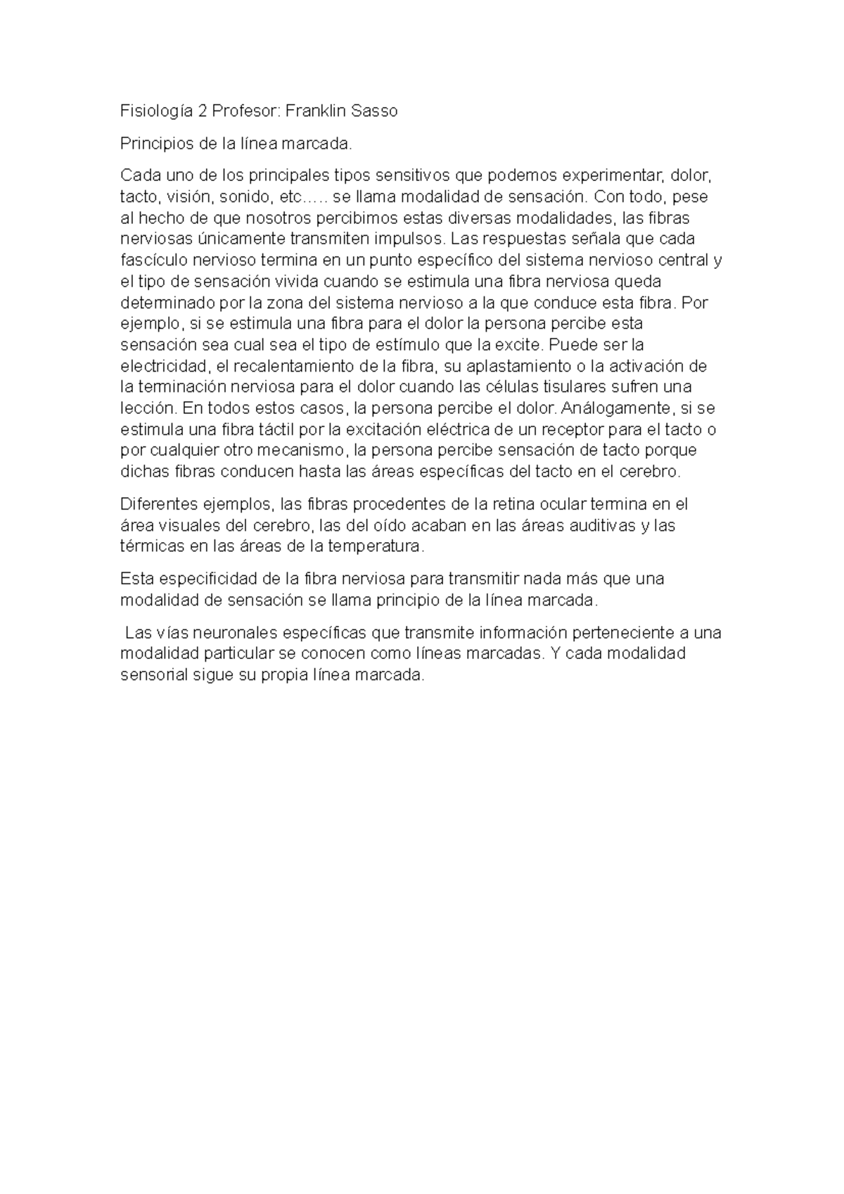 Práctica de Fisiología 2: Principios de la Línea Marcada en Sensación ...