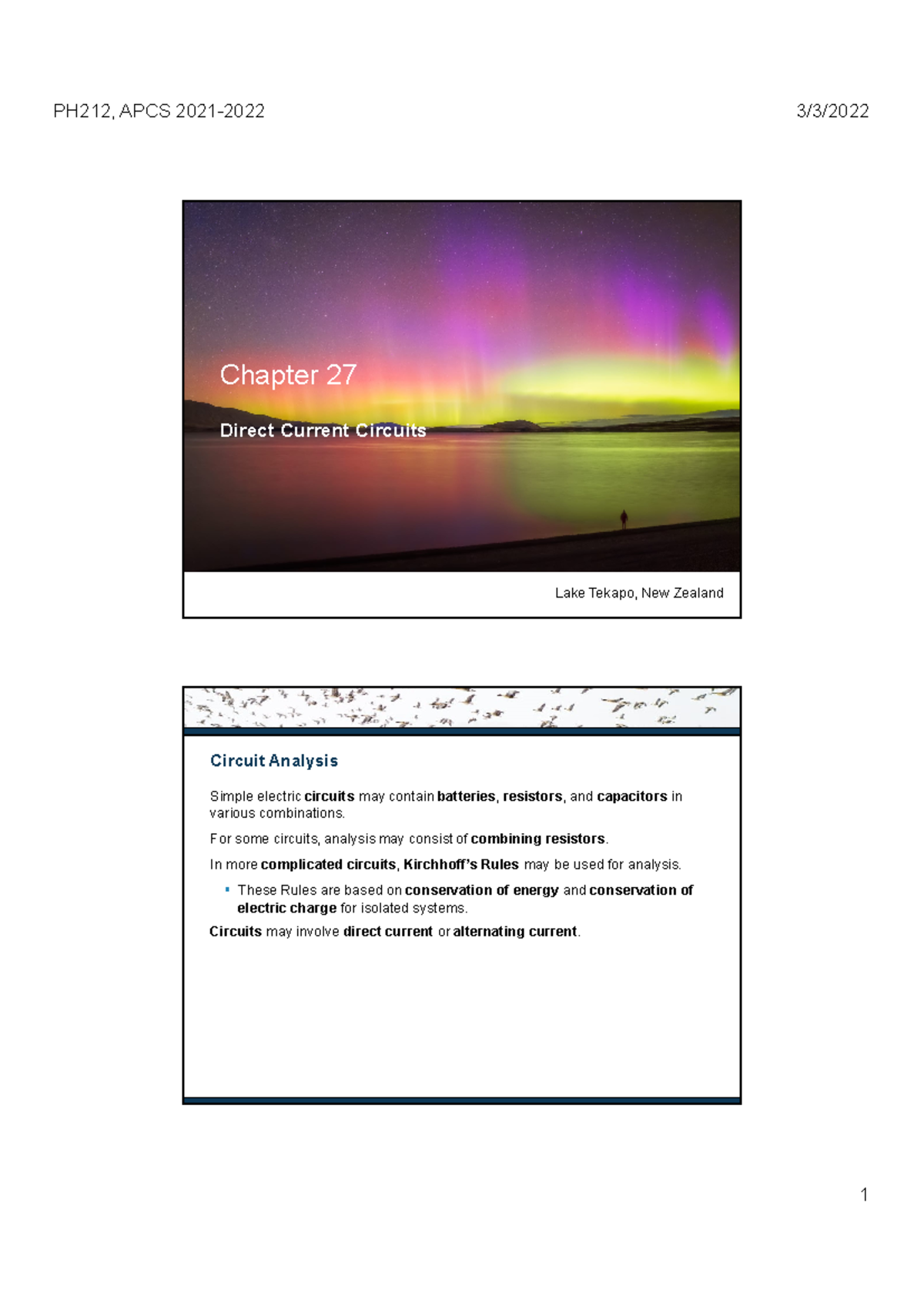 Chap 27 - adddd - Chapter 27 Direct Current Circuits Lake Tekapo, New ...