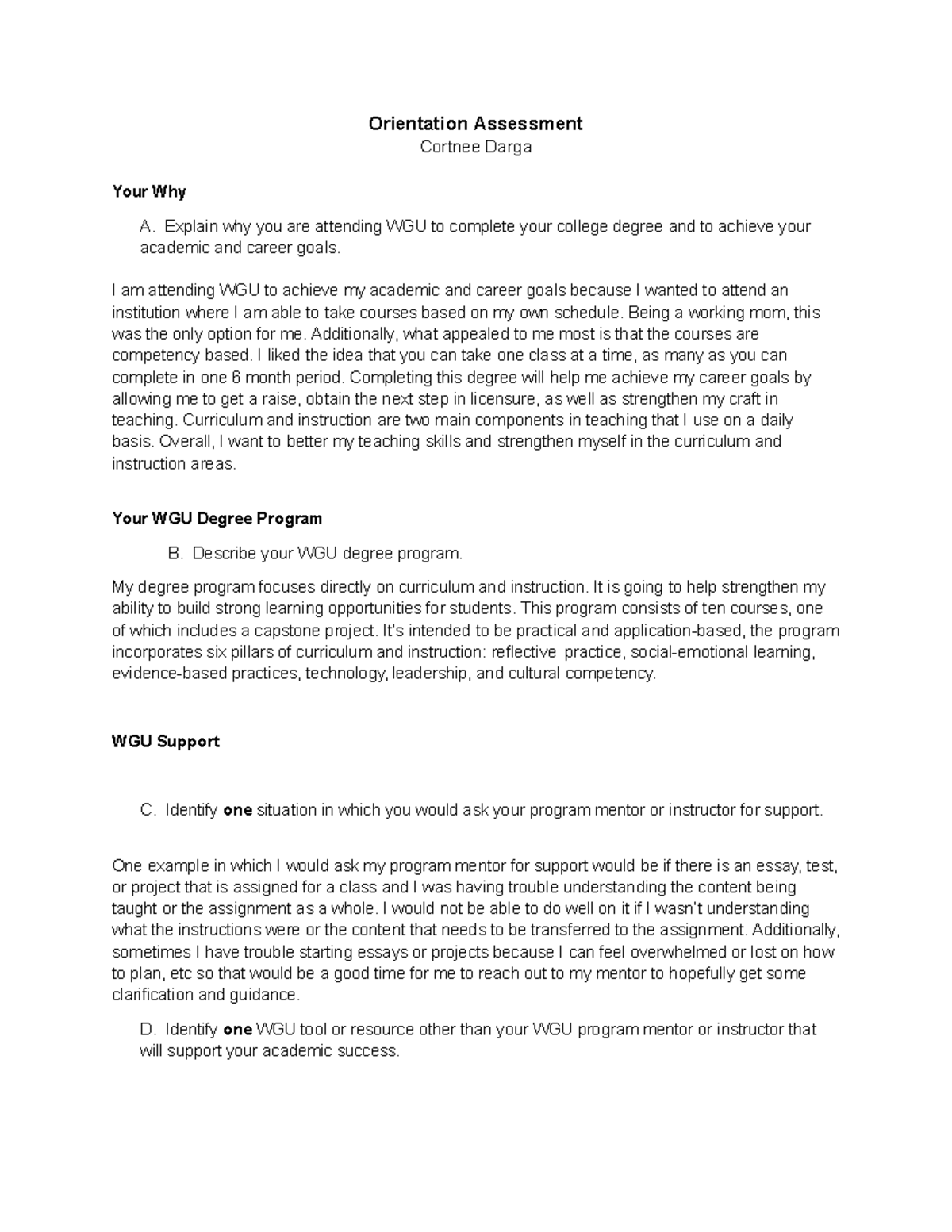 WGU Orientation Assessment: My Journey to Academic Success - Studocu