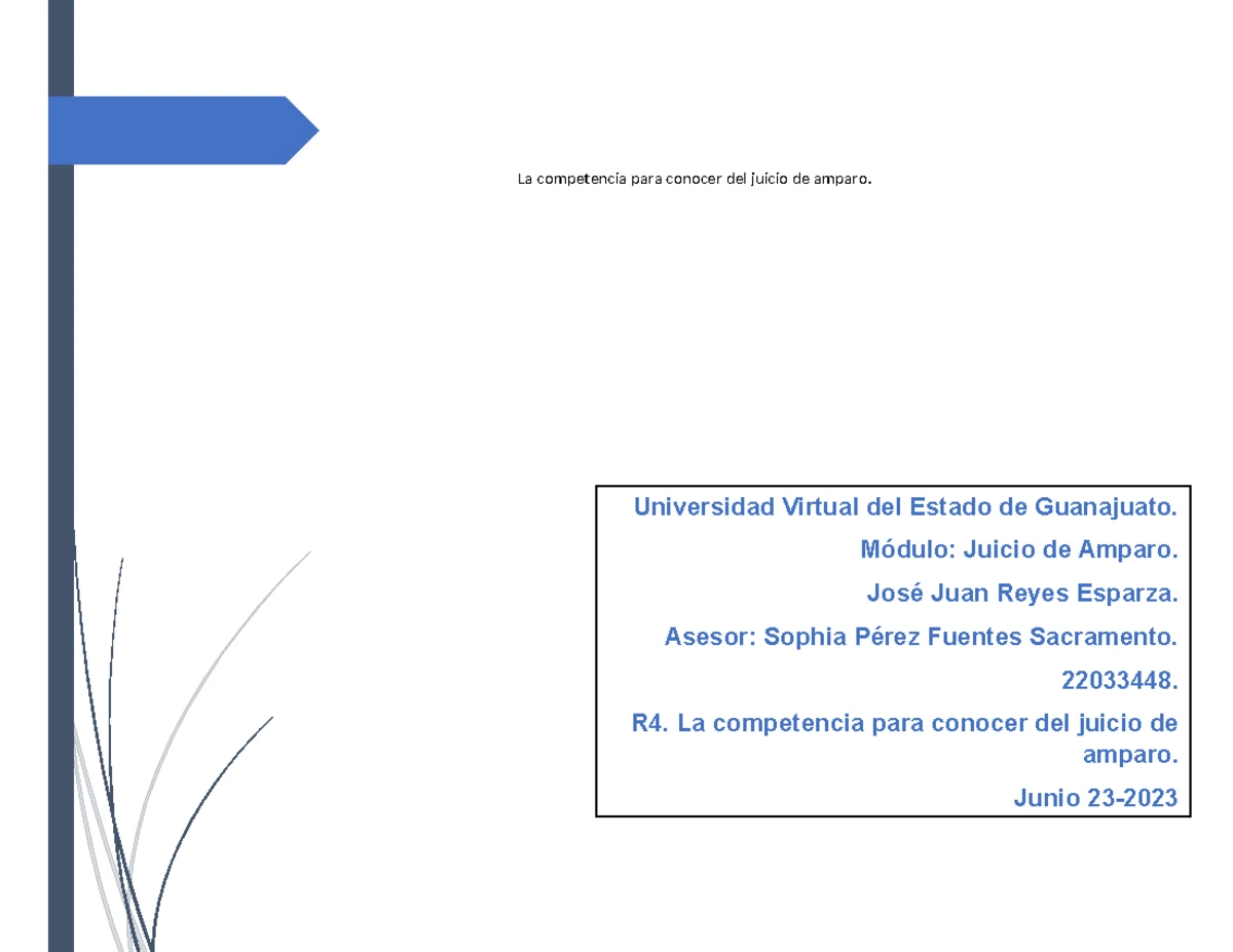 Reto 4: Competencia en el Juicio de Amparo I (Derecho) - Lilia ...