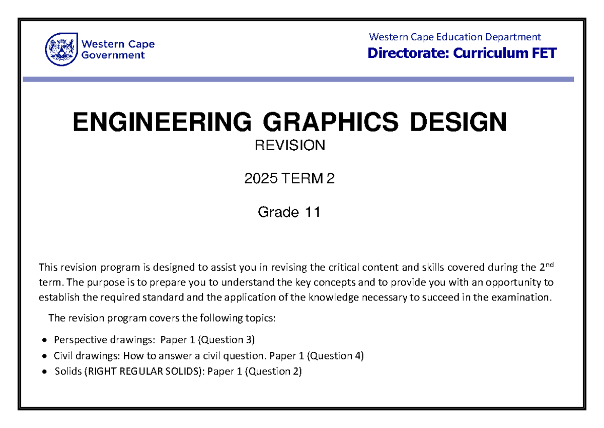 EGD Grade 11 Term 2 Revision 2025: Key Concepts & Skills - Studocu