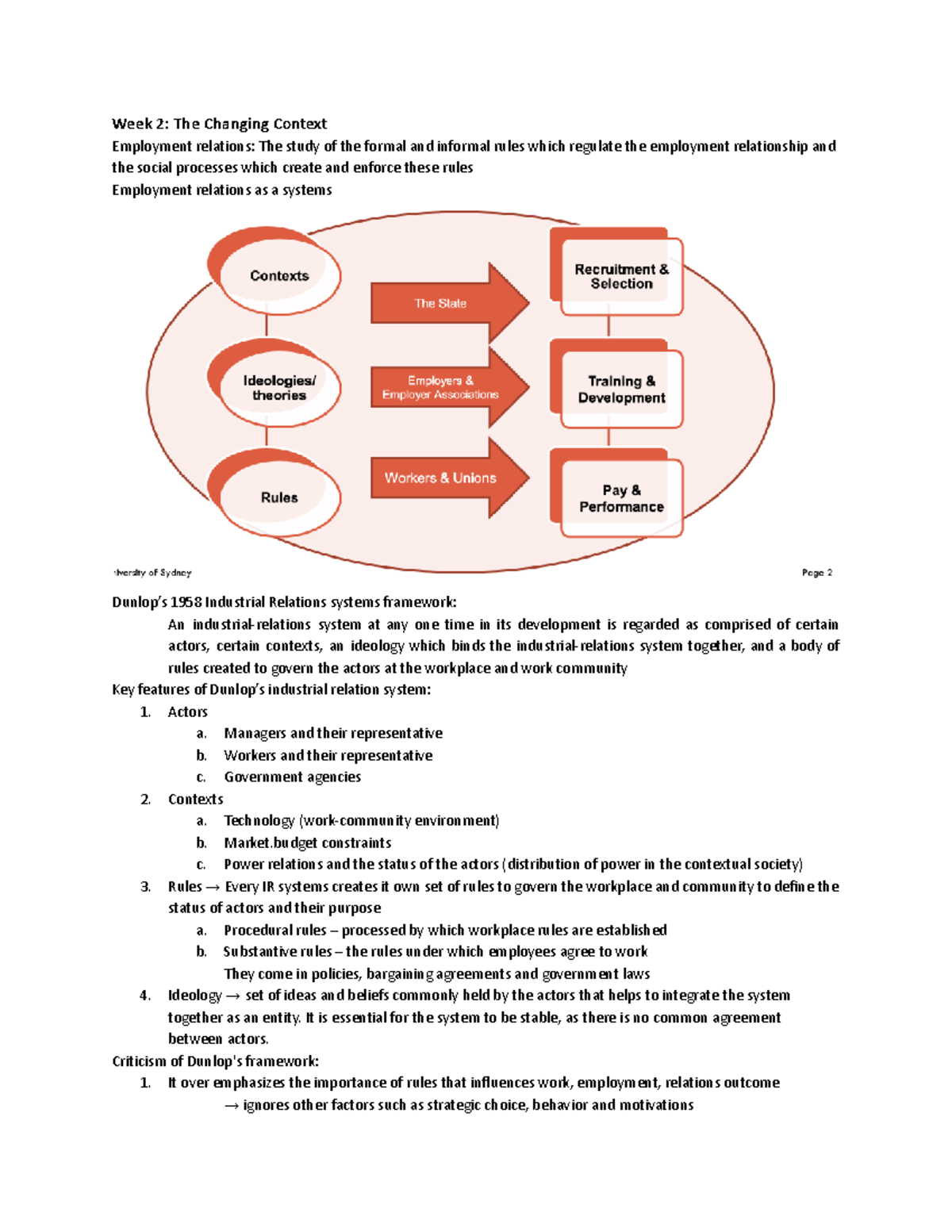 WORK1003: Week 2-10 Lecture Notes on Employment Relations Theories ...