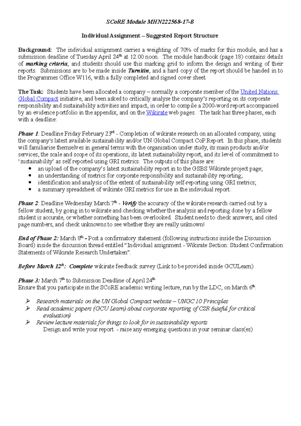 MHN222568-17-B Individual Assignment Report Structure Guide - Studocu
