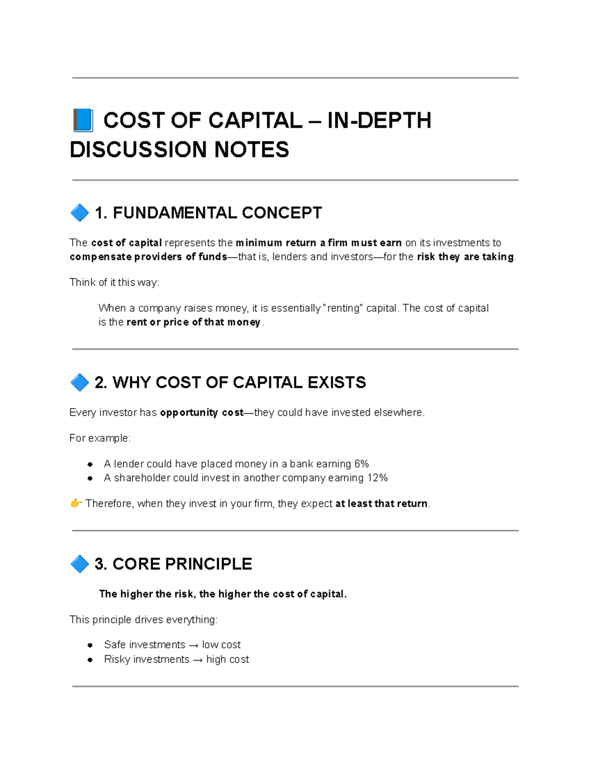 📘 COST OF CAPITAL – In-Depth Discussion Notes (COST 101) - Studocu