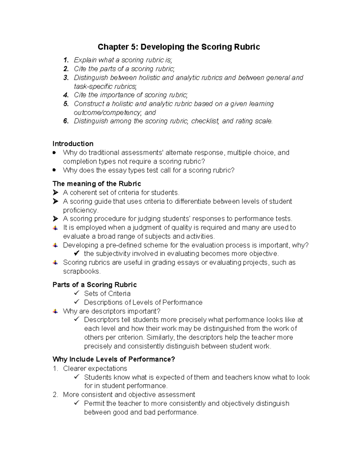 Chapter 5: Developing the Scoring Rubric - Key Concepts and ...