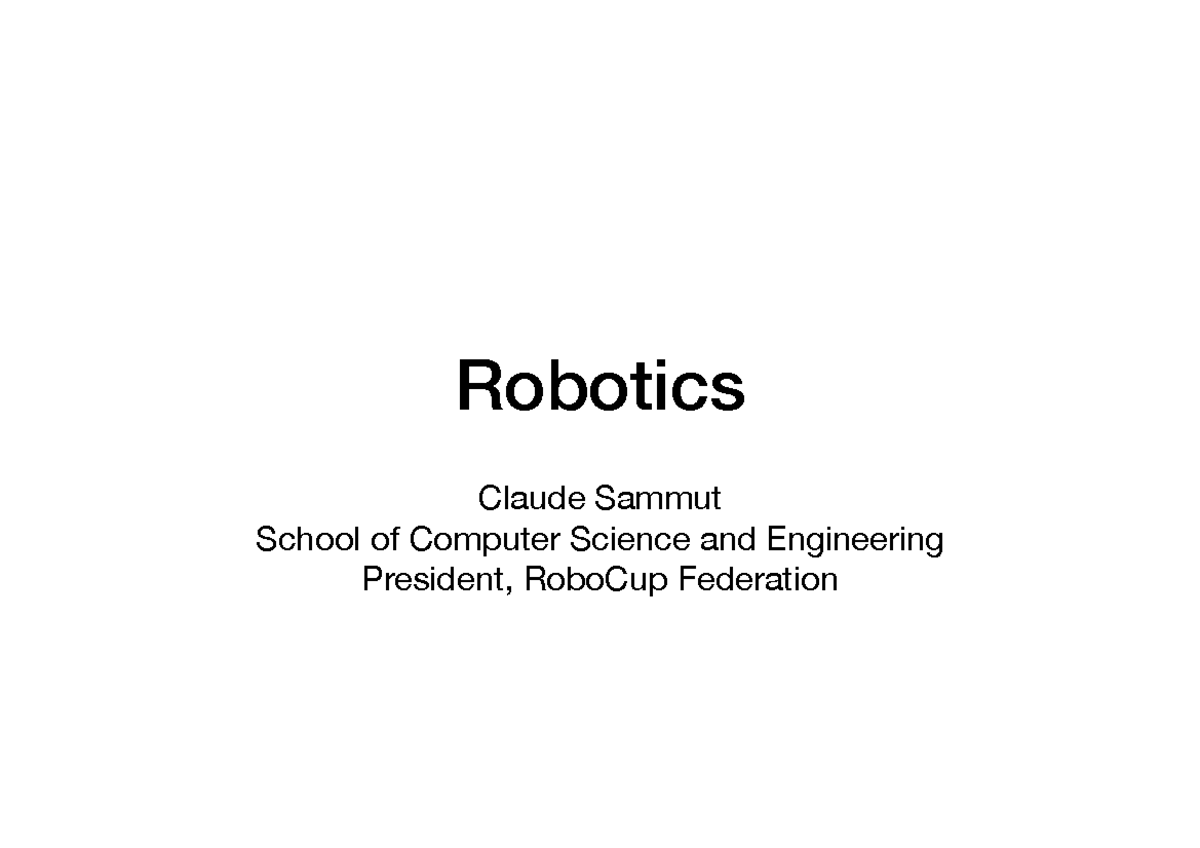 8a Robotics - Lecture Notes on Intelligent Perception and Action - Studocu
