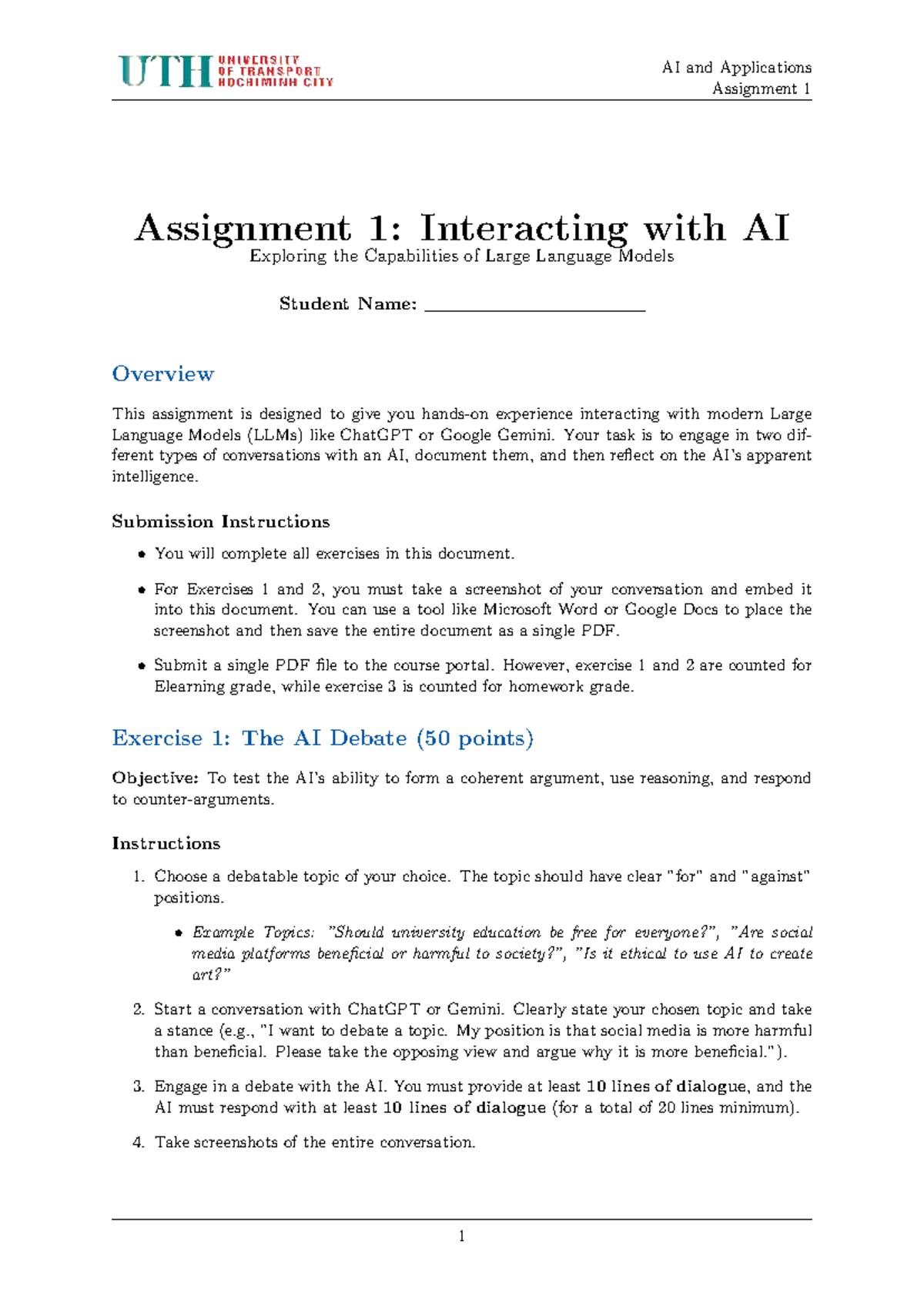 AI and Applications Assignment 1: Engaging with LLMs - Studeersnel
