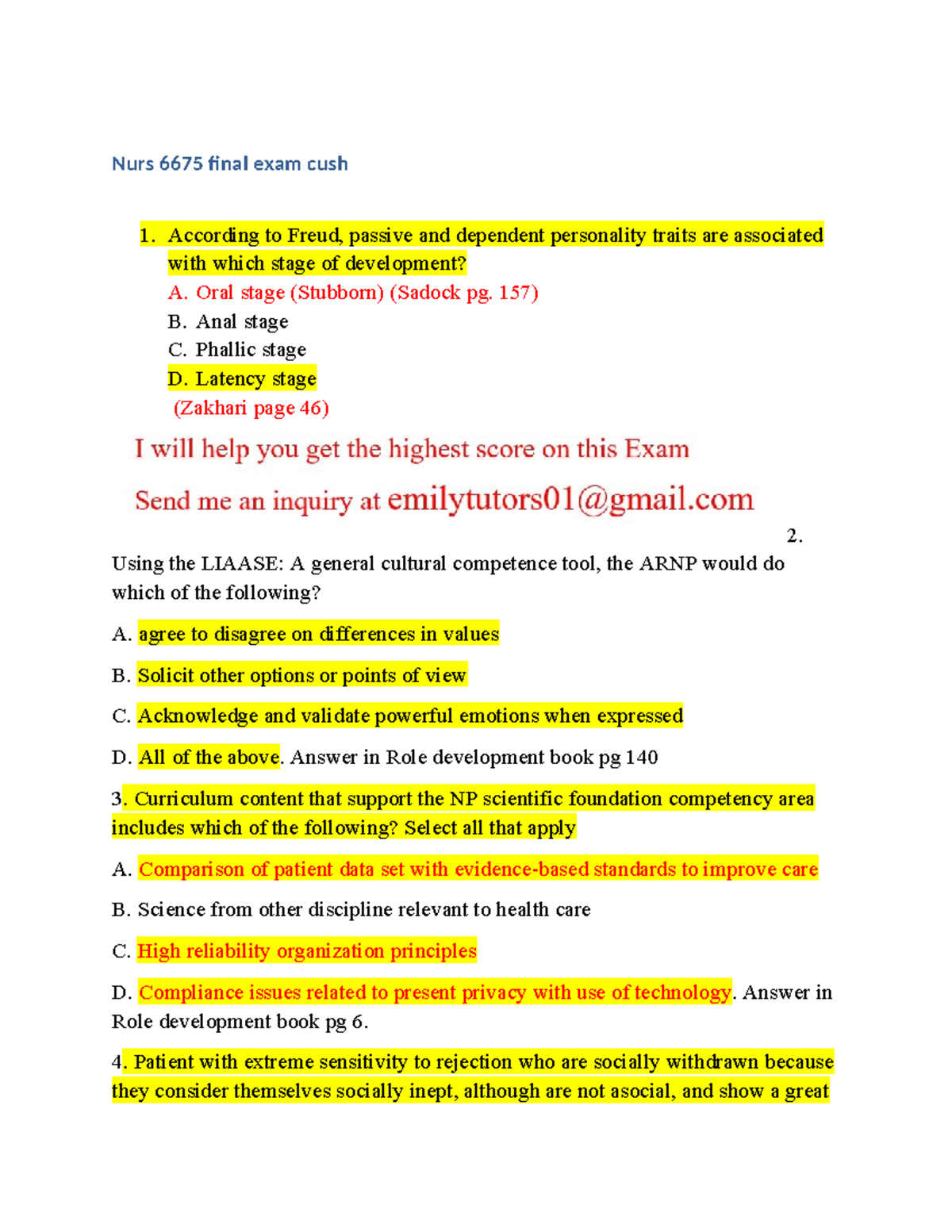 Nurs 6675 Final Exam Study Guide: Key Concepts and Questions - Studocu