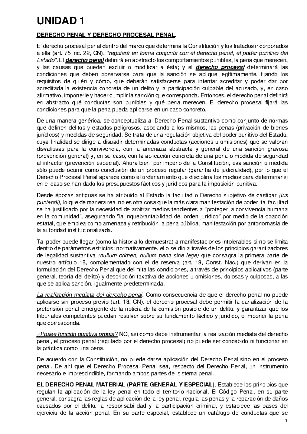 Resumen de Derecho Procesal Penal - Cátedra B - Studocu