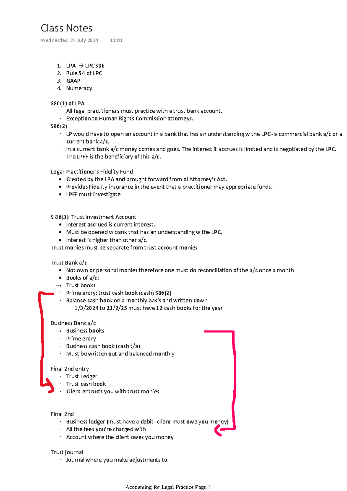 LPC 101: Class Notes on Trust Accounts & Financial Management - Studocu