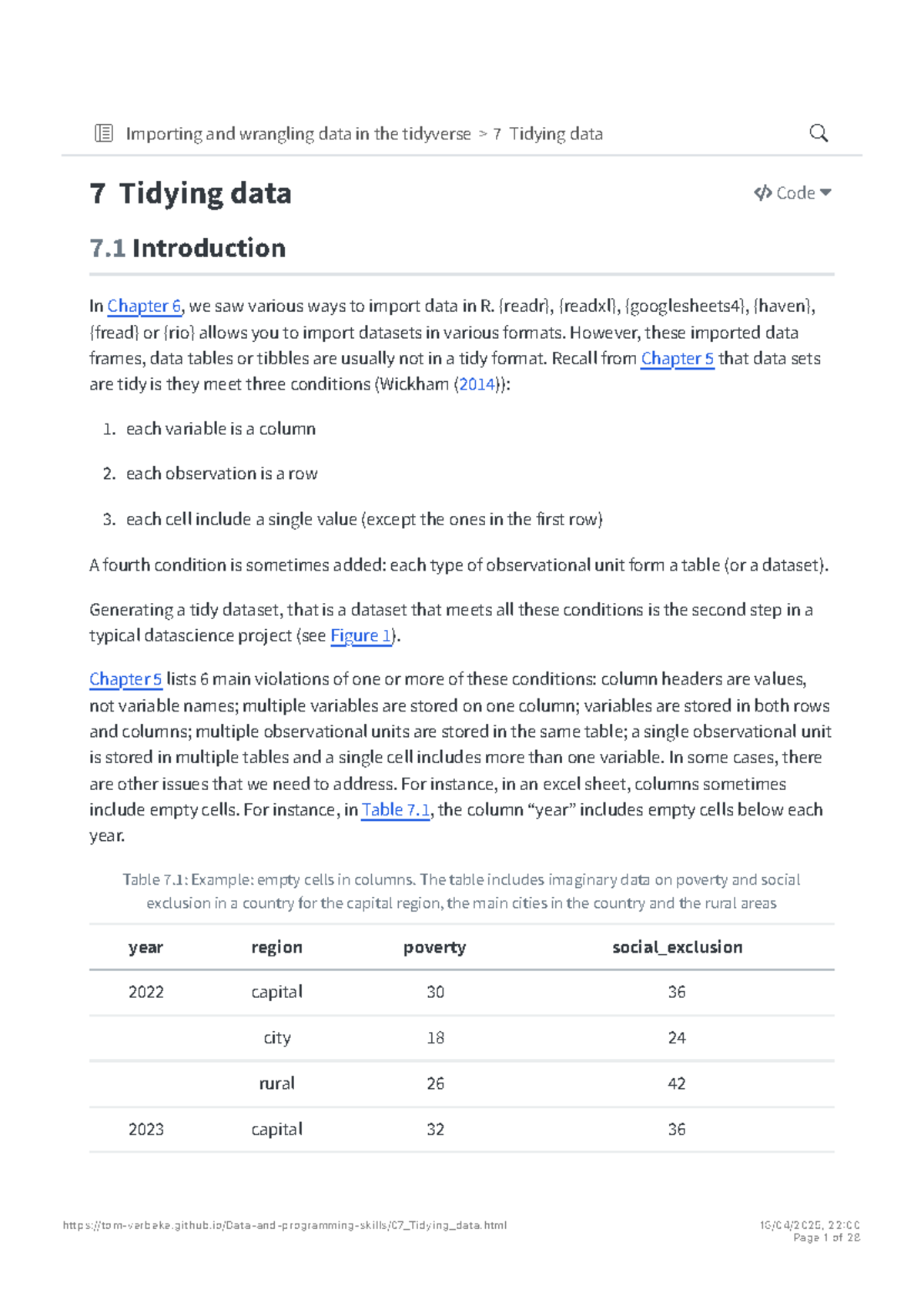 7 Tidying data – Data and programming skills - 7 Introduction In ...