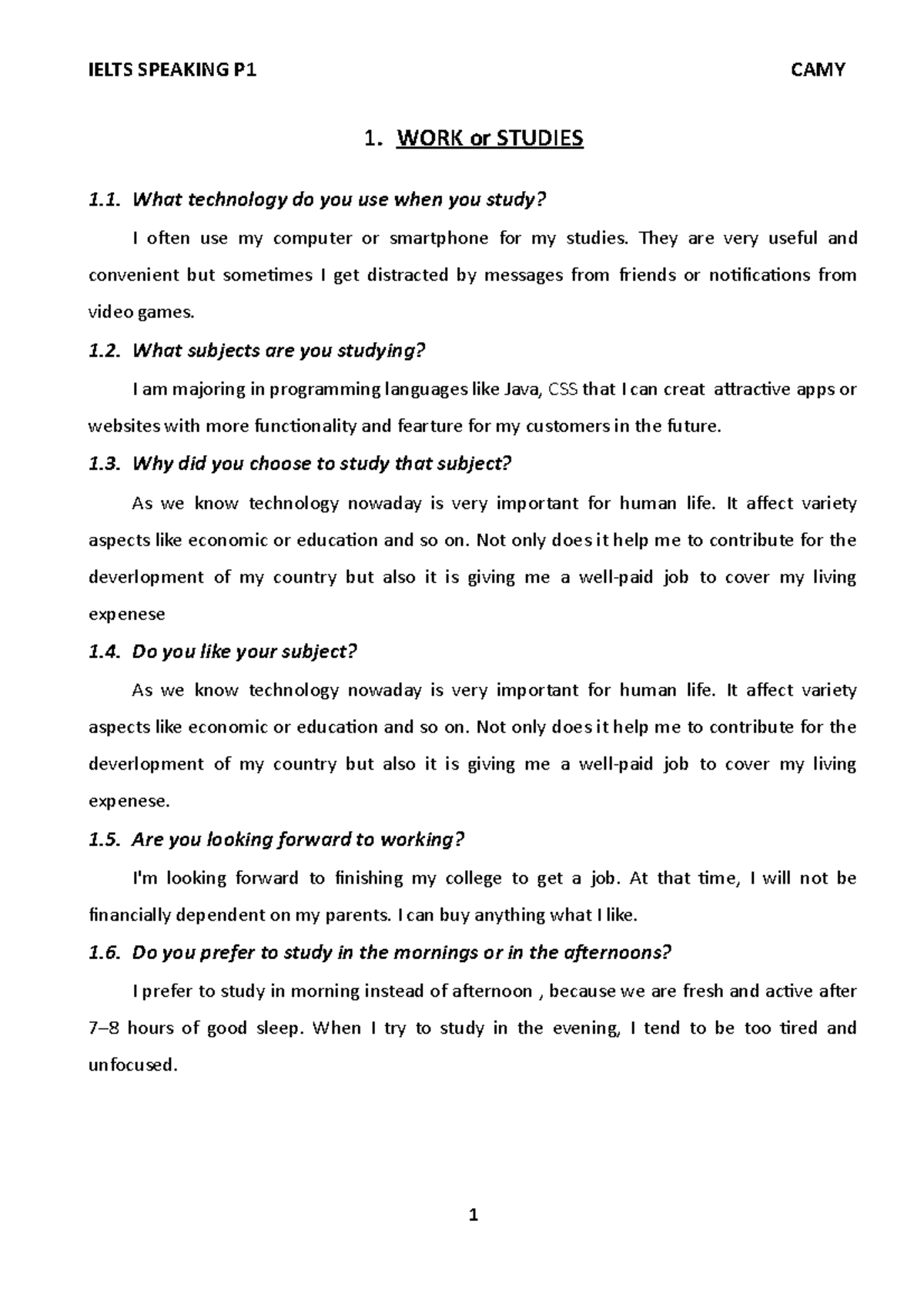 IELTS Speaking Part 1: Work, Home, Memories & Daily Routine Insights ...