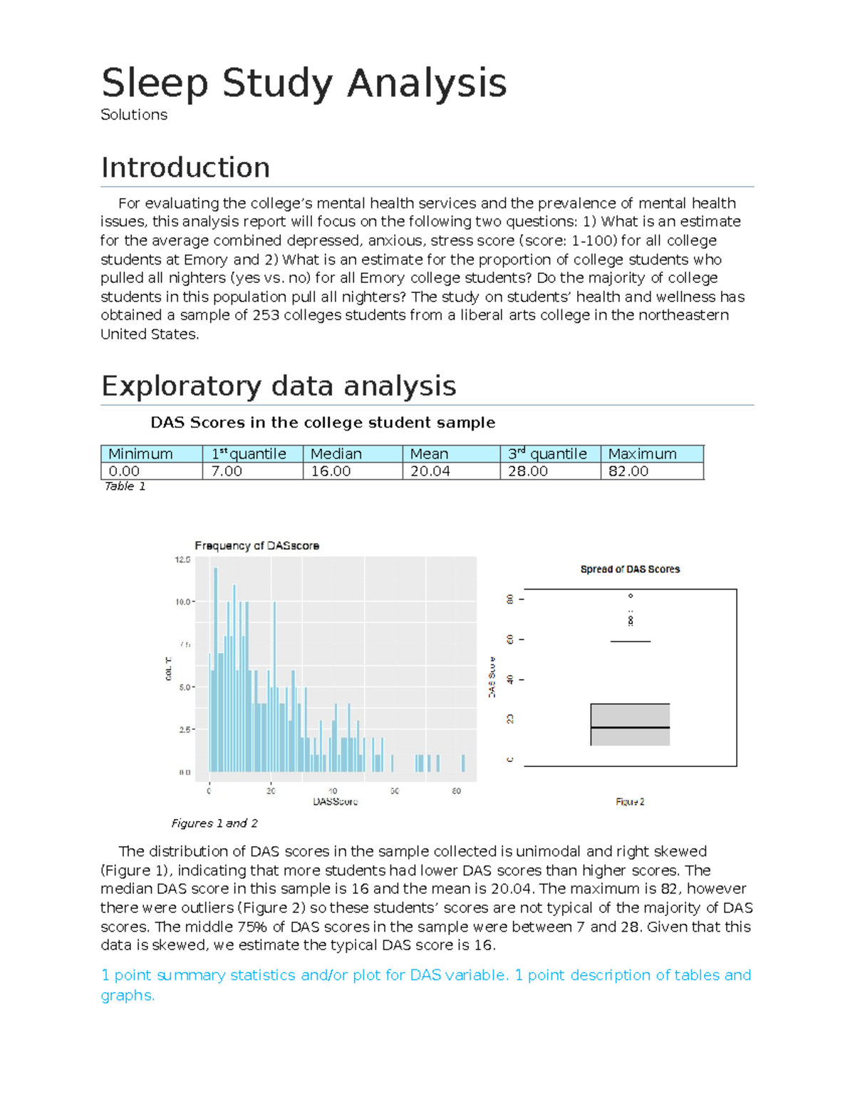 Sleep Study Analysis: DAS Scores & All-Nighter Prevalence - Studocu