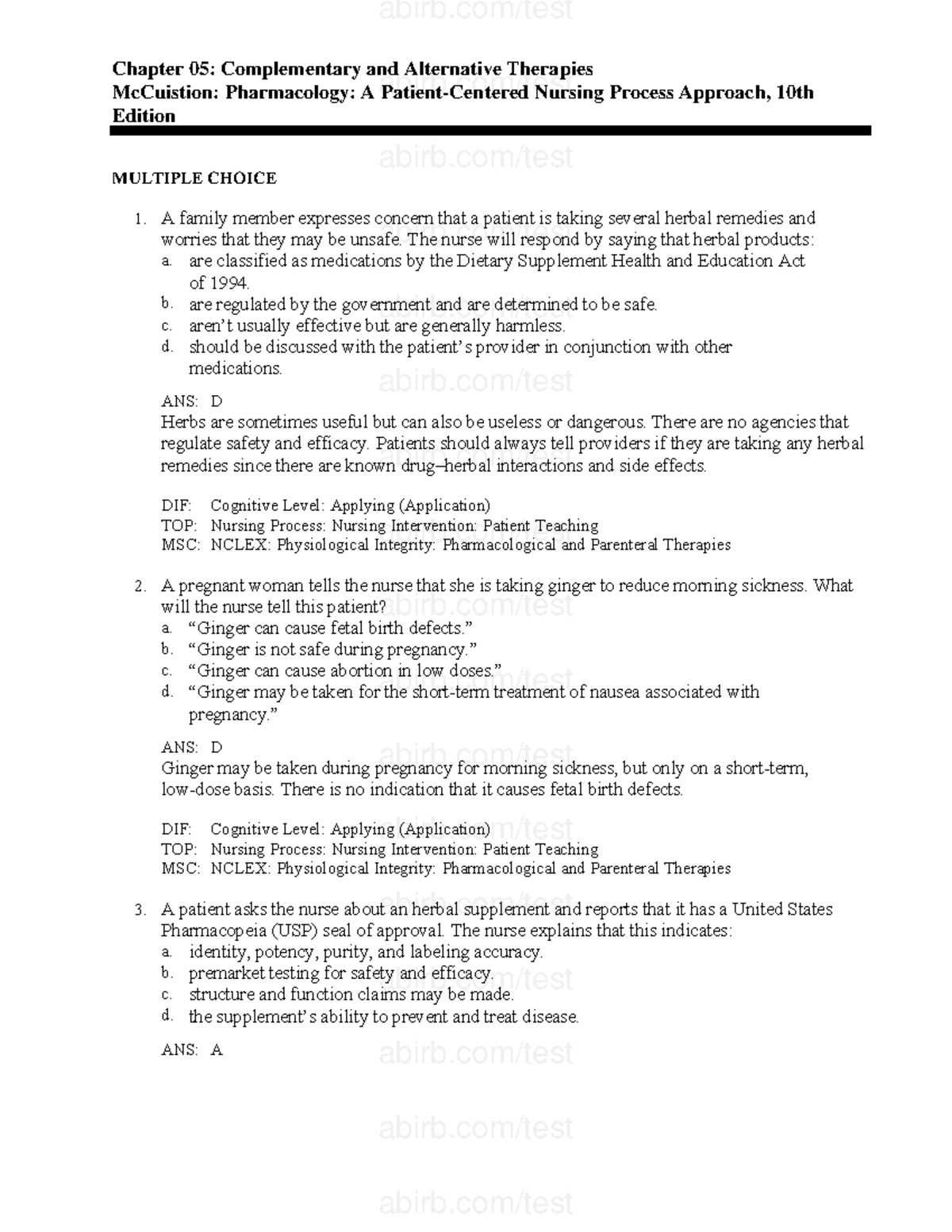 05 - Nursing Pharmacology: Complementary and Alternative Therapies ...