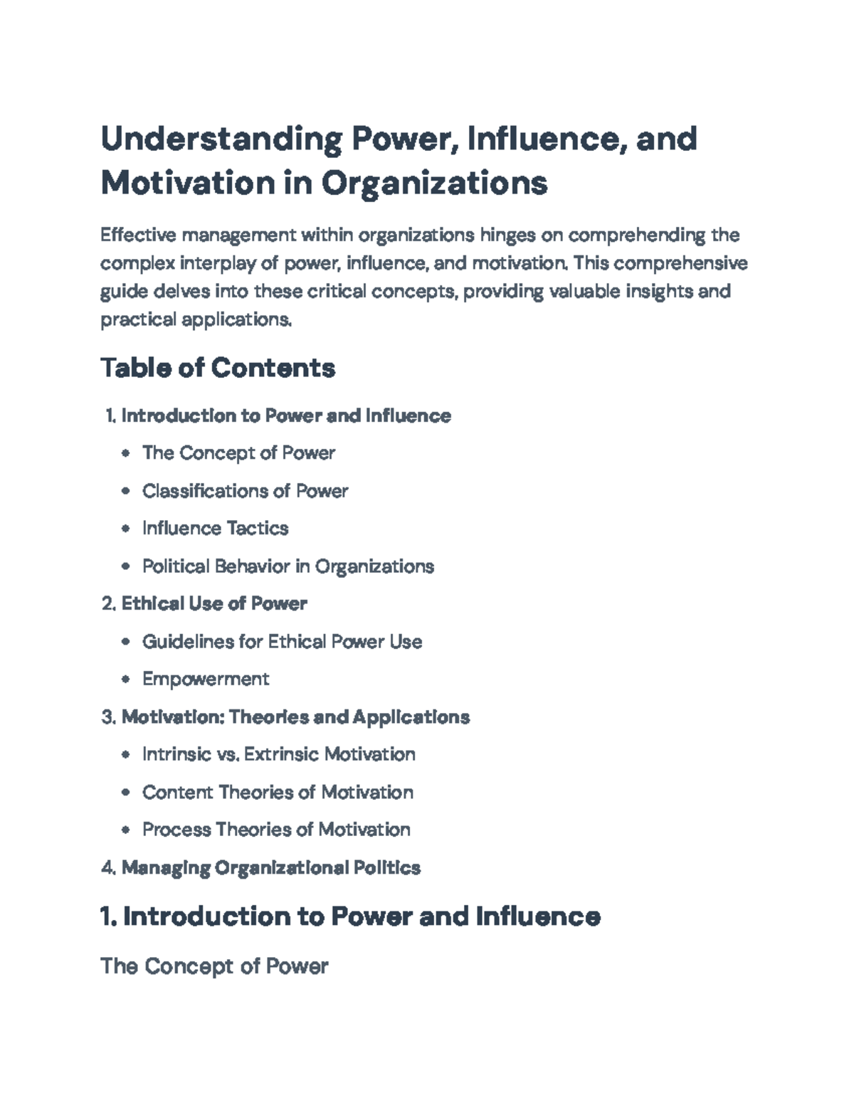 Understanding Power, Influence, and Motivation in Organizations ...