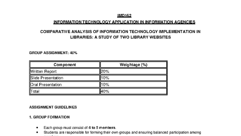 IMD Group Assignment: IT Implementation & Comparative Analysis in ...
