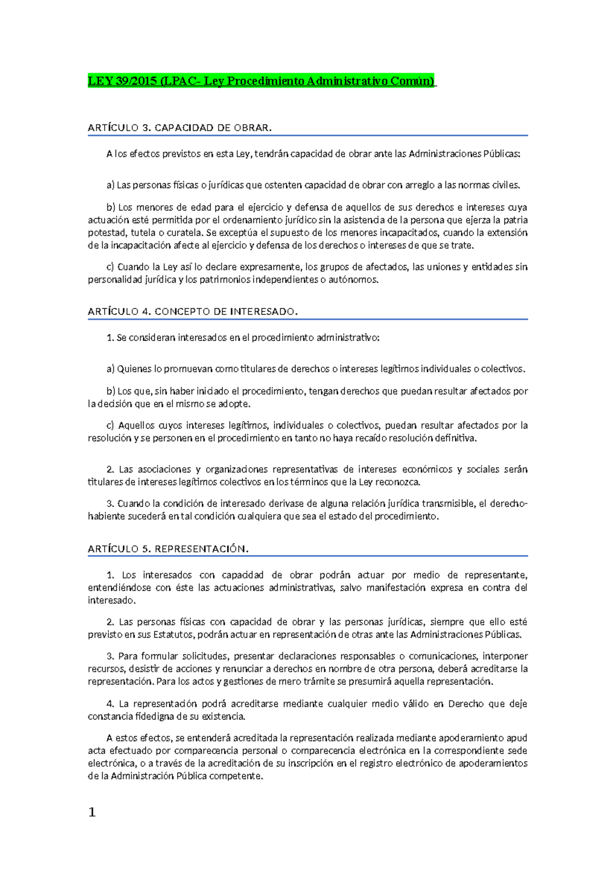 LEY (PA: Primer Parcial) - Capacidad de Obrar y Procedimientos ...