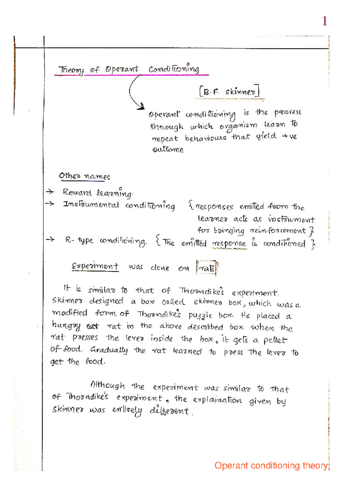 Operant Conditioning - Lecture notes - Master of social work - 1 ...