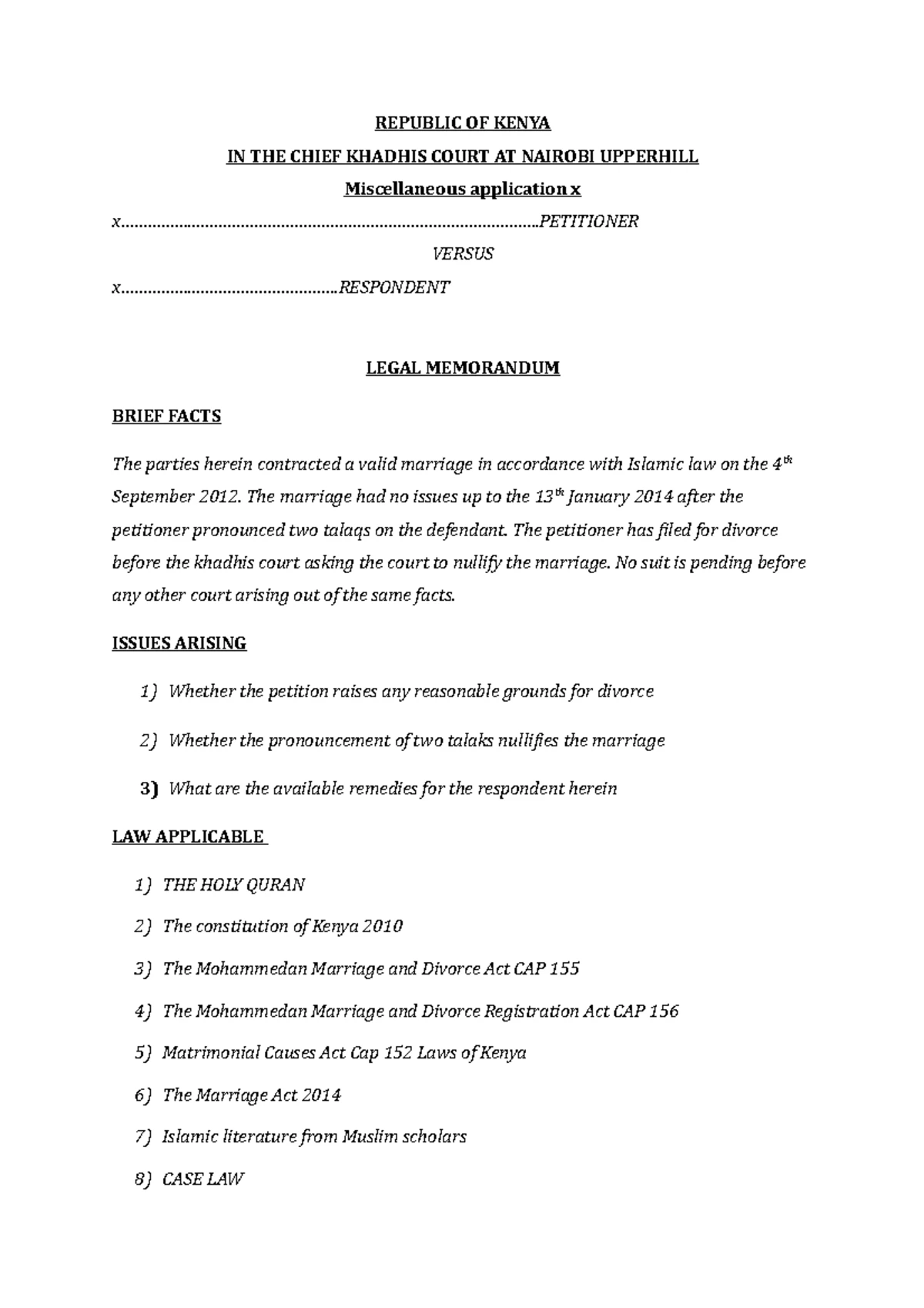 Small Claims Court Forms - Rule 3 FORM No SCC 1 REPUBLIC OF KENYA IN ...