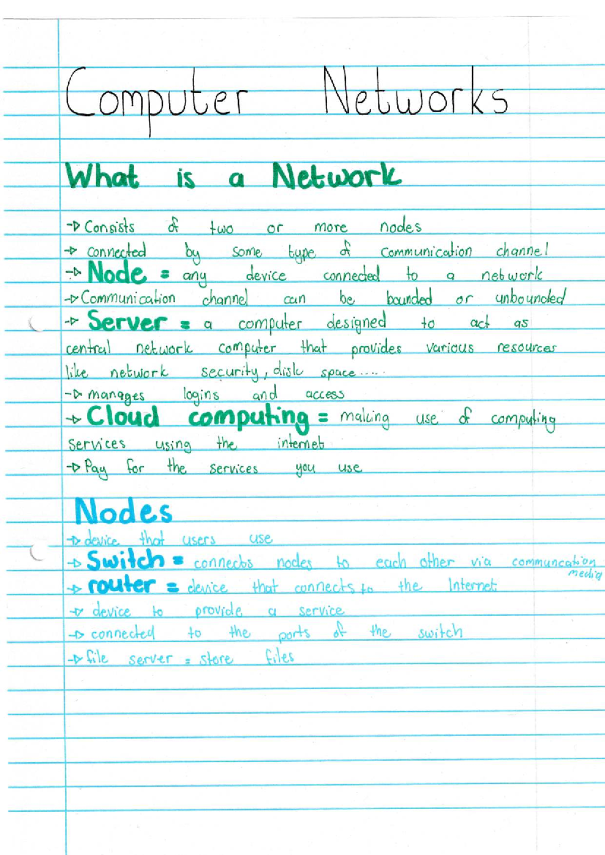 Computer Networks - IT Theory Notes for Grade 10 - Studocu
