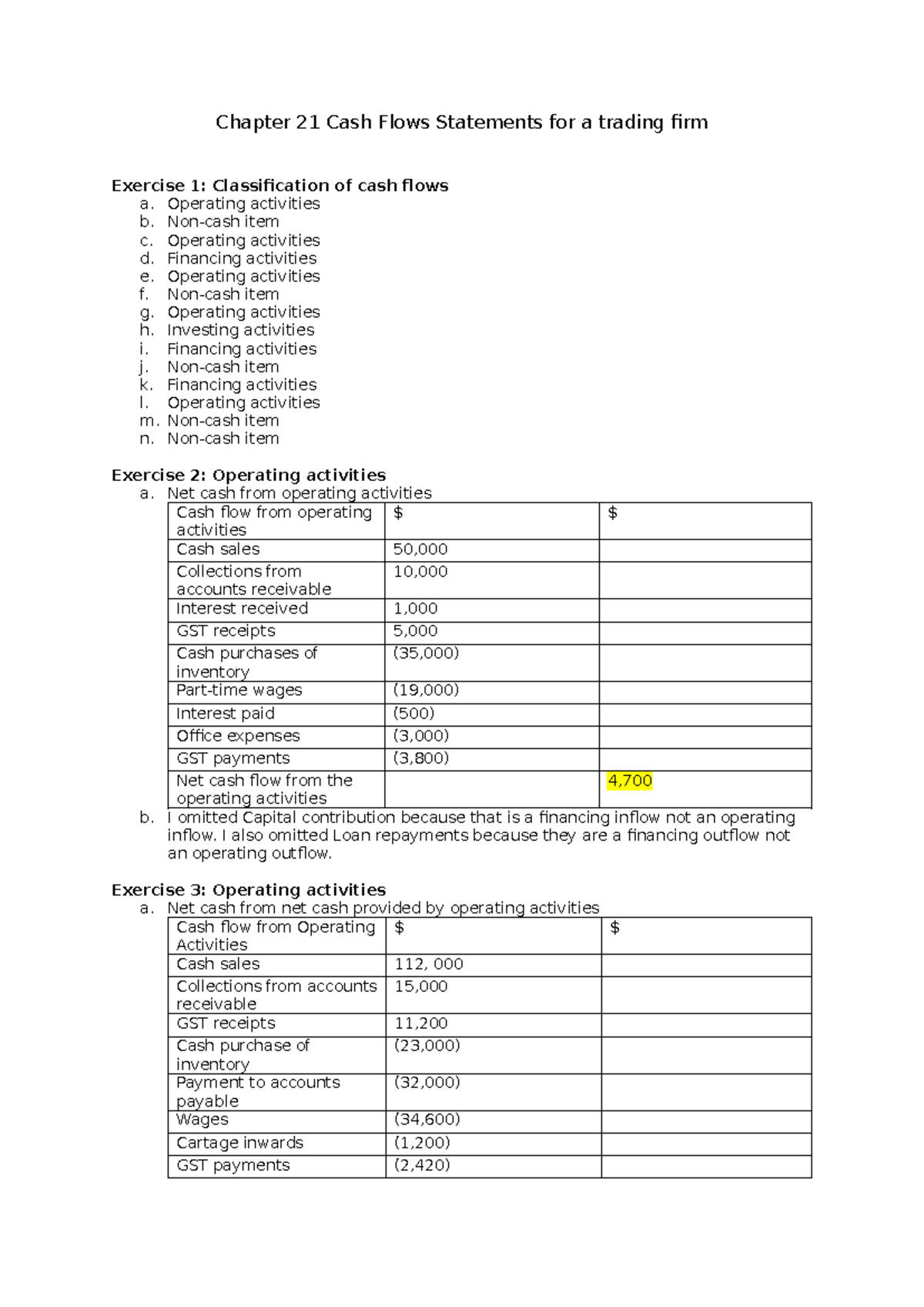 Chapter 21 Review: Cash Flow Statements Practice Questions - Studocu