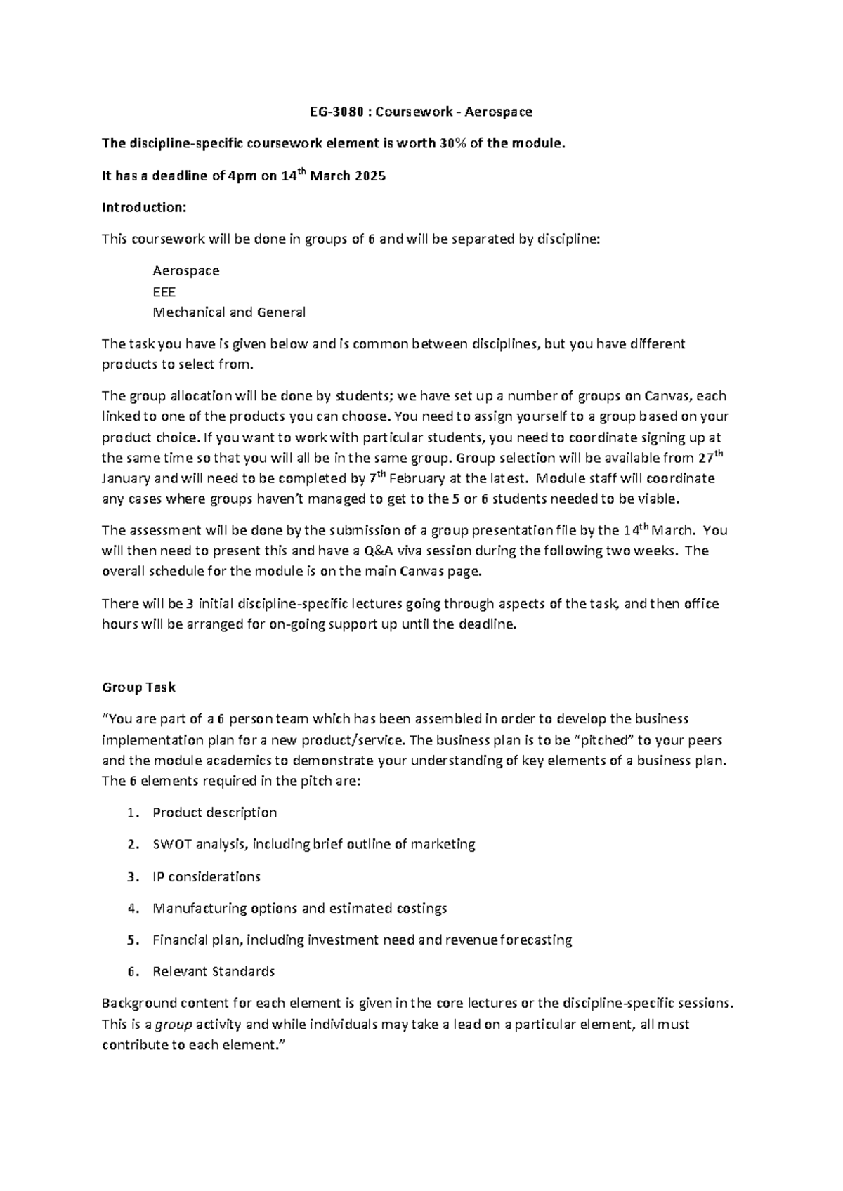 EG 3080 Coursework 2025 Aerospace Engineering - EG- 3080 : Coursework ...