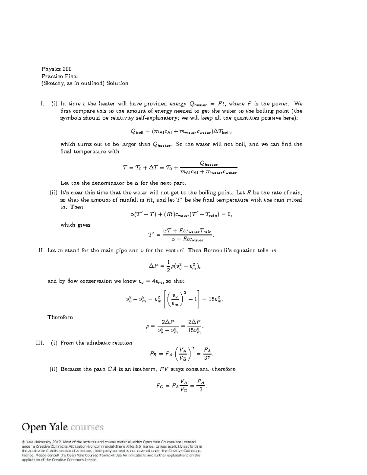 Physics 200 Practice Final Exam Solutions 2005 - Studocu