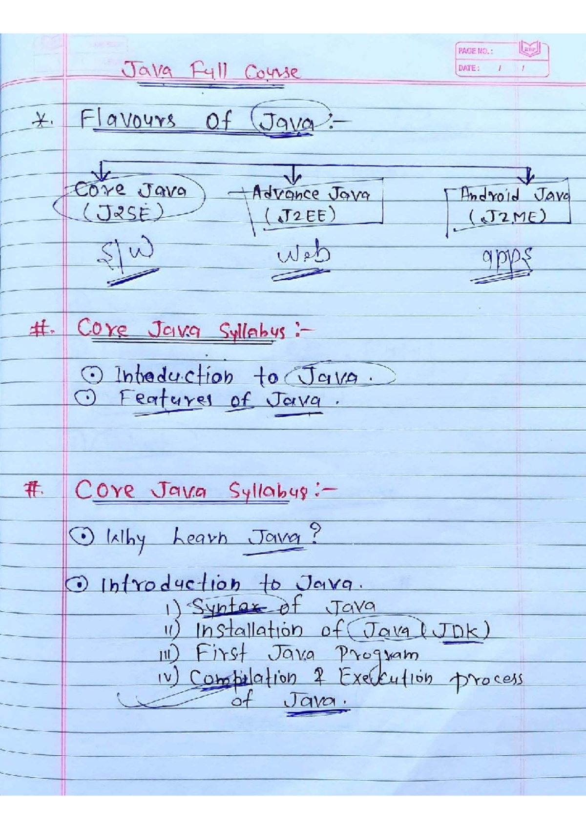 Java Full Course Notes: Core, Advanced, and Android Java (J2SE, JJEE ...