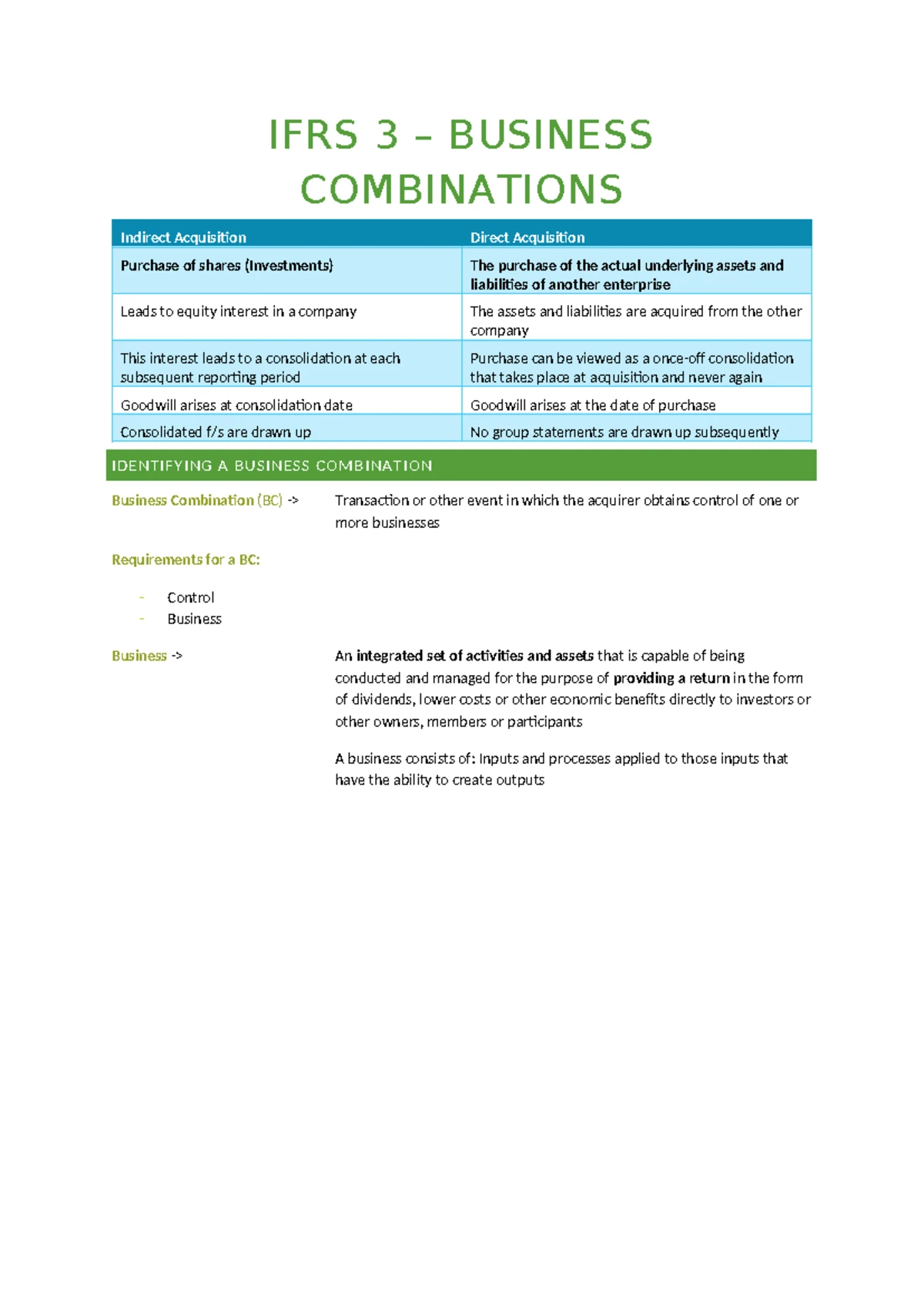 IFRS 10 - Control & Non-Controlling Interest Notes for Accounting - Studocu