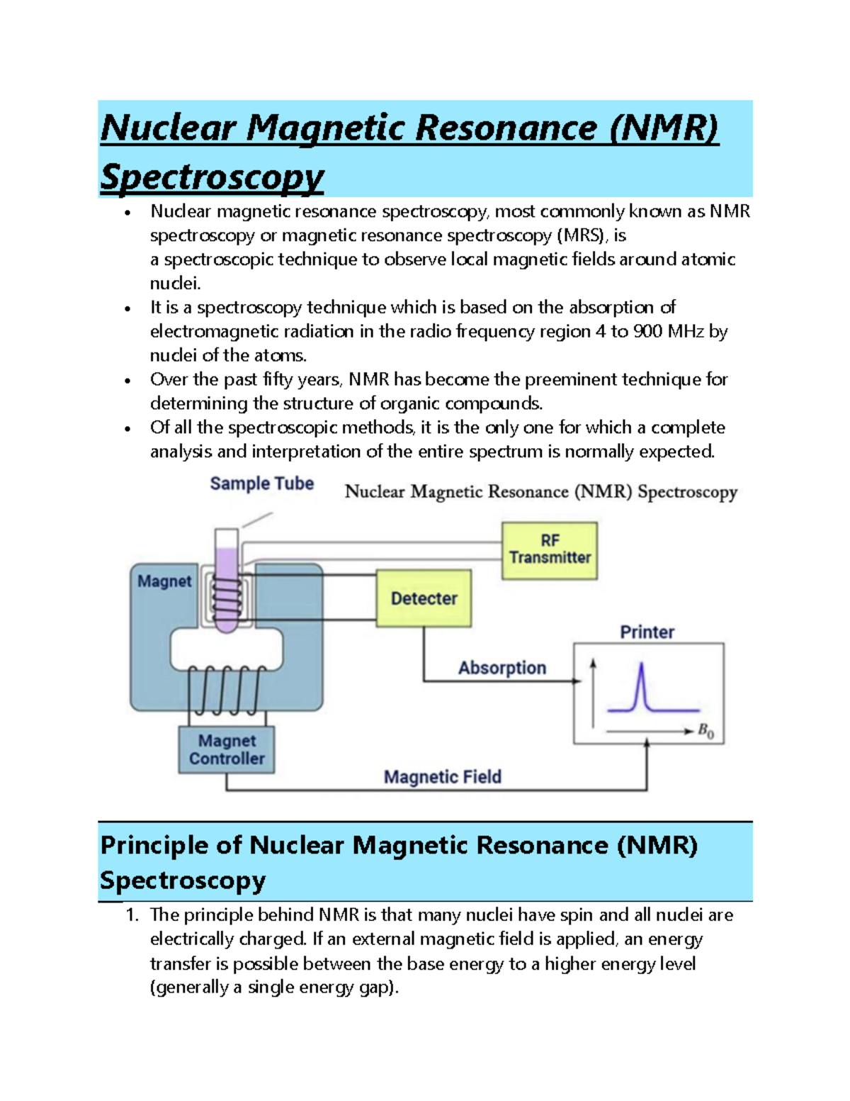 Nuclear Magnetic Resonance - Pharmaceutical Analysis Notes - Nuclear ...