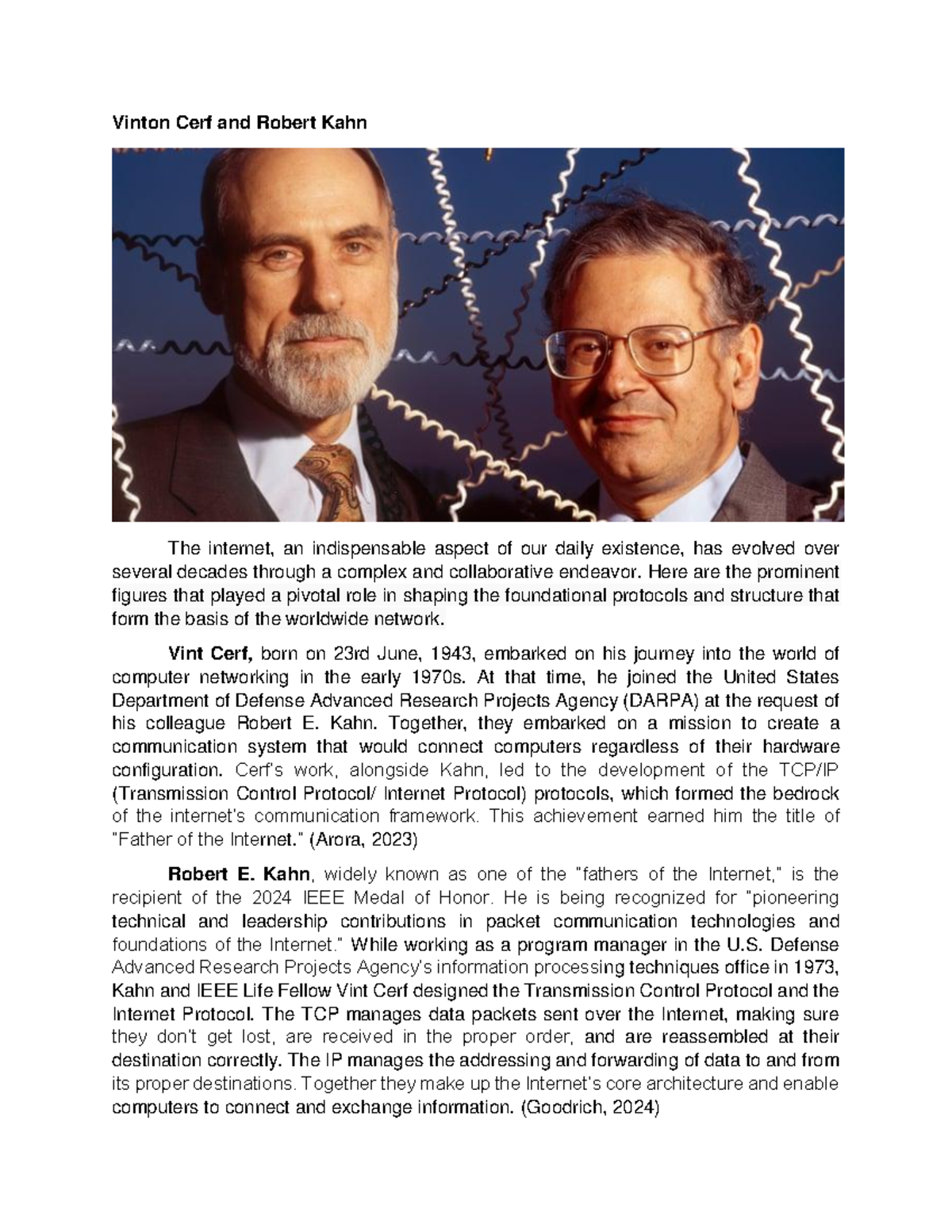 Understanding the Contributions of Vinton Cerf and Robert Kahn - Studocu