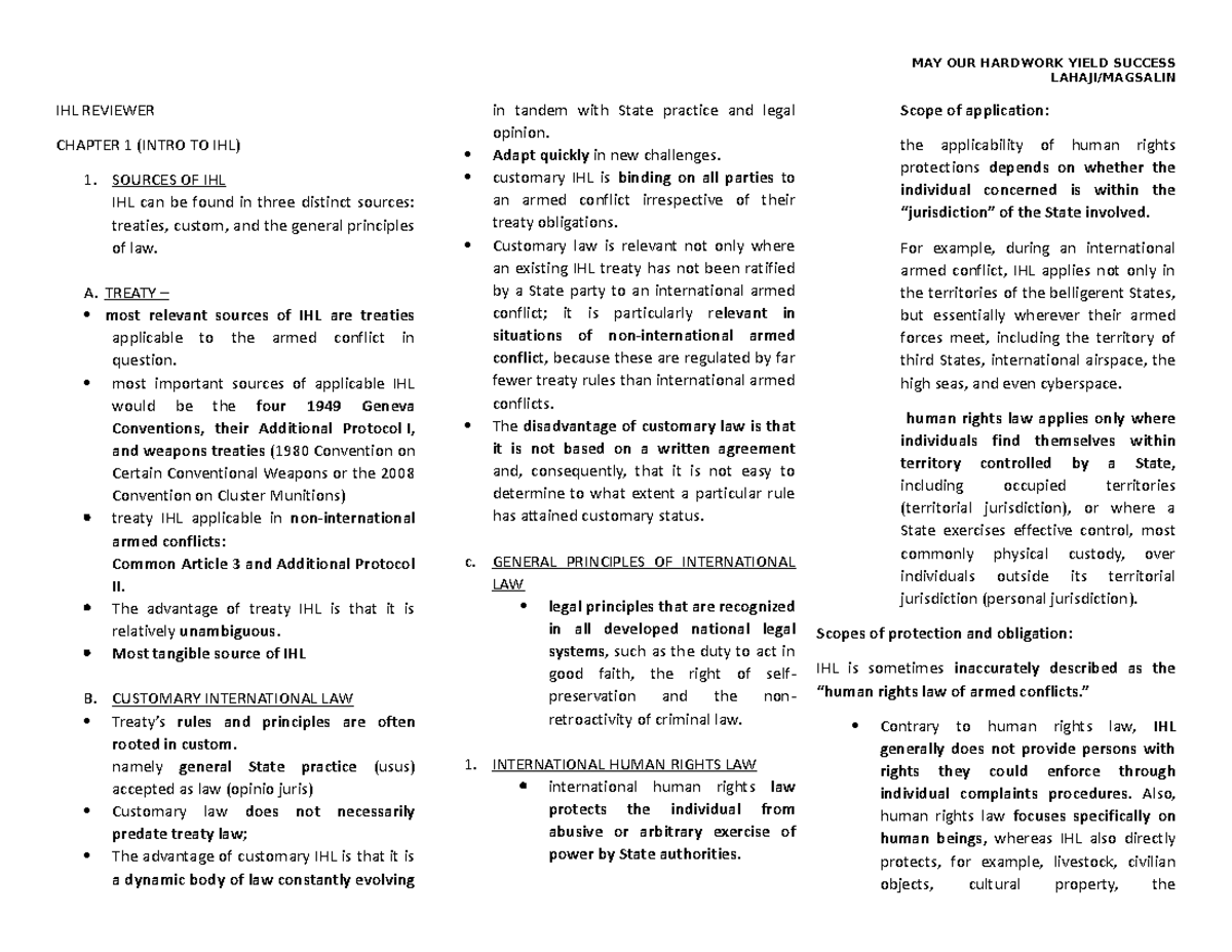 IHL- Reviewer 2 - LAHAJI/MAGSALIN IHL REVIEWER CHAPTER 1 (INTRO TO IHL ...