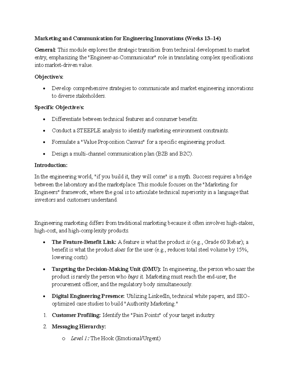 Marketing & Communication for Engineering Innovations: Study Guide ...