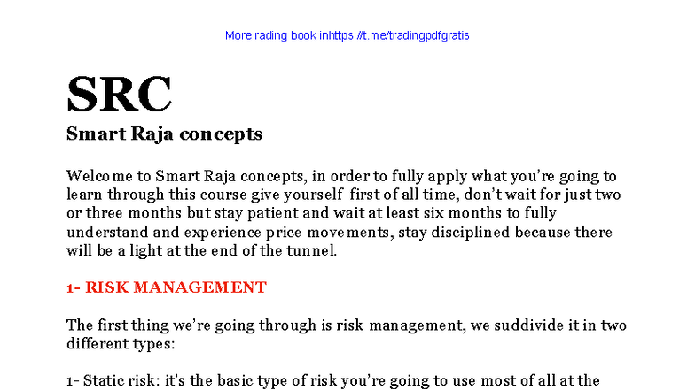 Smart Raja Concepts: Risk Management & Trading Strategies - Studocu