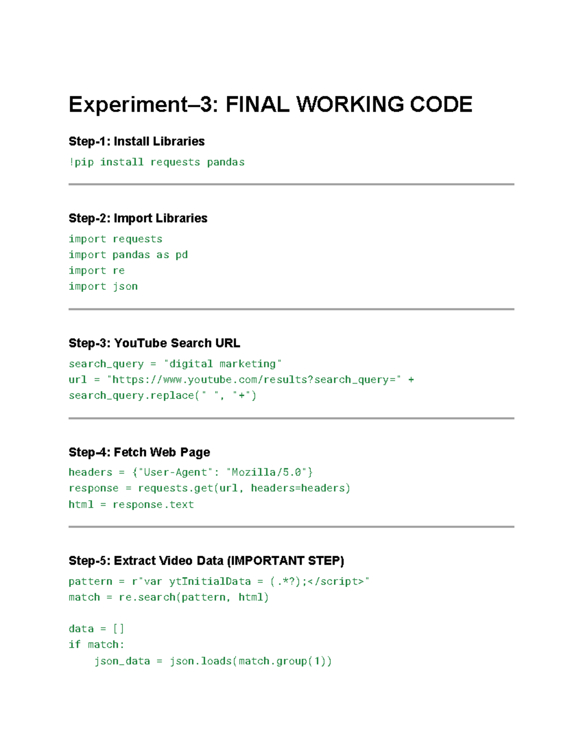 SMA Exp-3: Data Cleaning Experiment Code and Implementation - Studocu